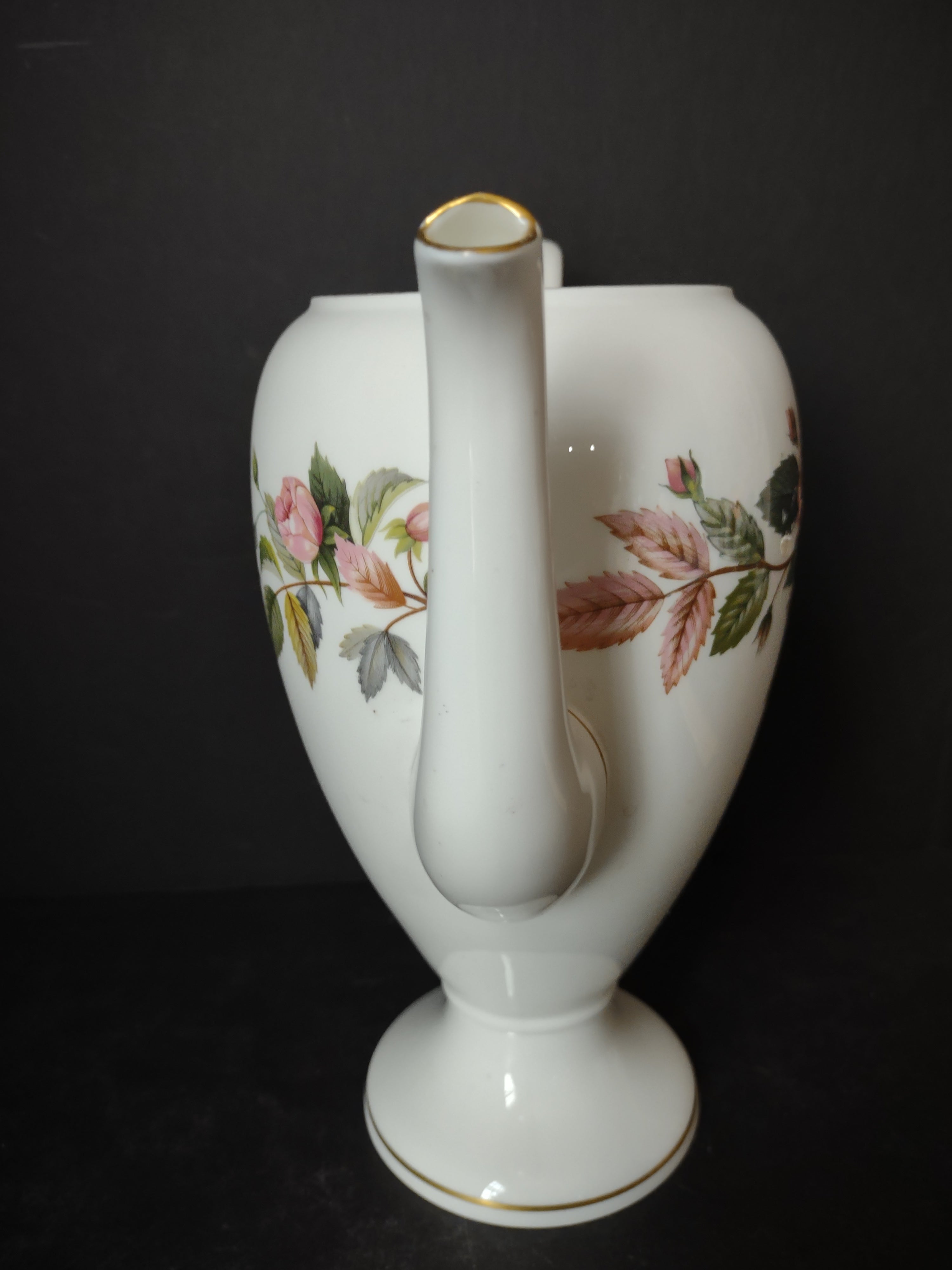 Vintage Wedgwood Hathaway Rose Coffee Pot No Lid Footed England [6215]