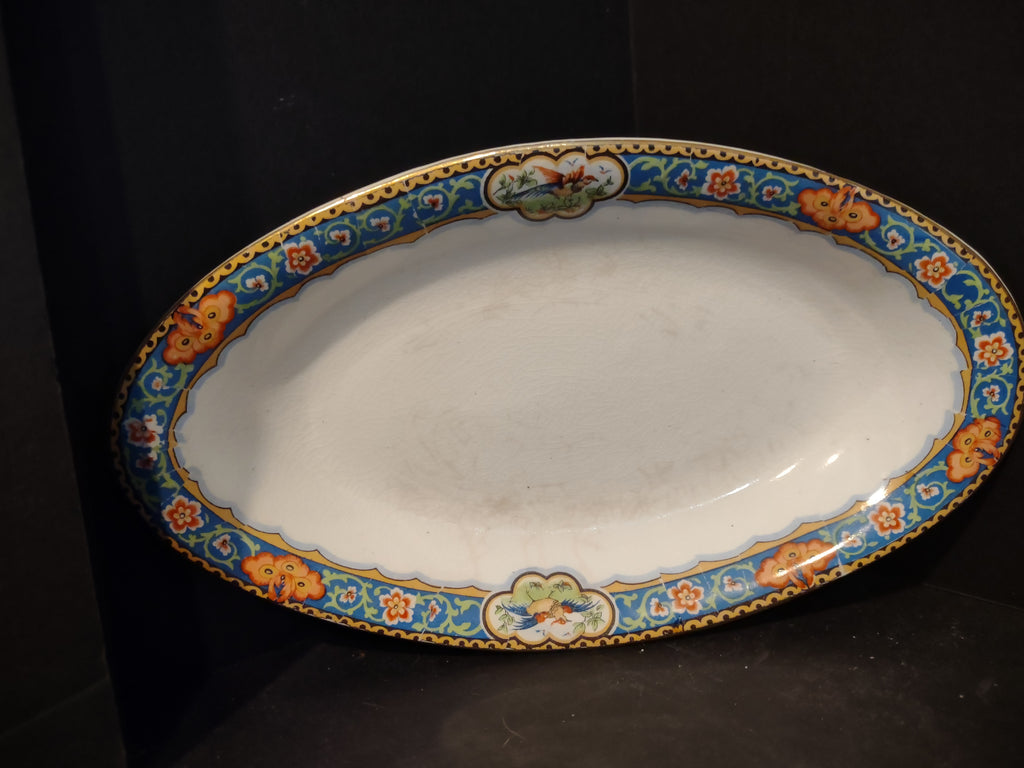 Vintage John Maddock & Sons Royal Vitreous Oval Serving Dish England Crazing [6219]