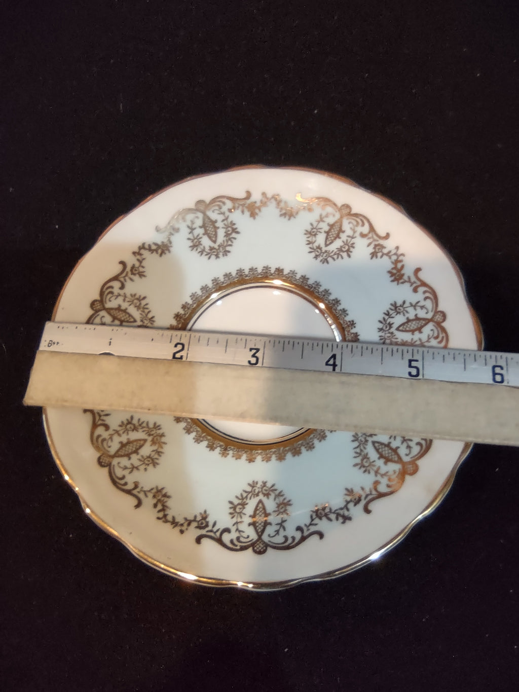 Vintage Royal Stafford Cup & Saucer Bone China Gold Scrollwork England [6213]