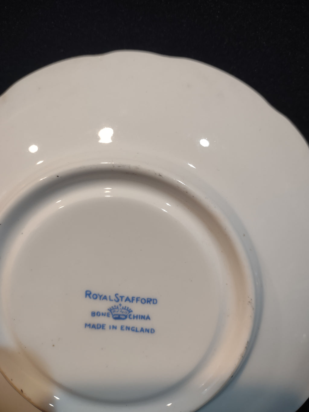 Vintage Royal Stafford Cup & Saucer Bone China Gold Scrollwork England [6213]