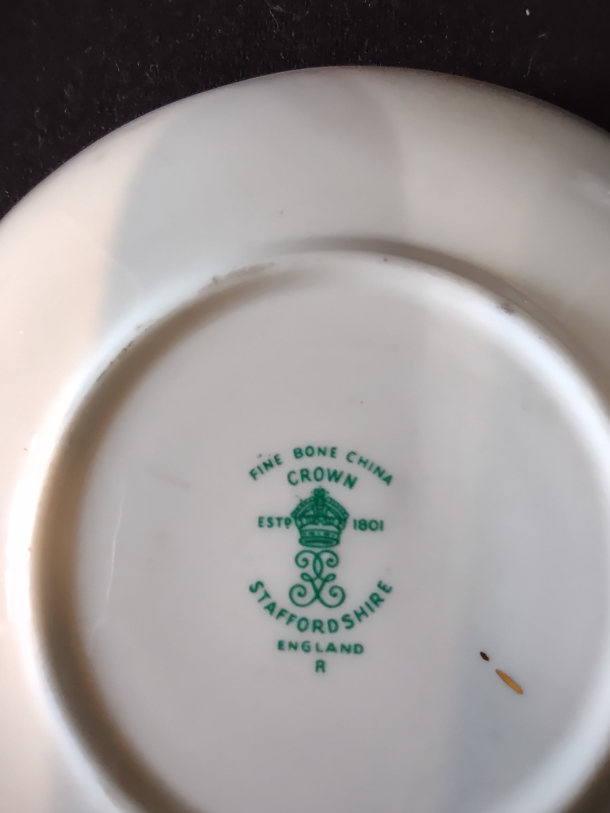 Vintage Staffordshire Cup Saucer Bone China Blue Gold Daisy England Pair [6214]