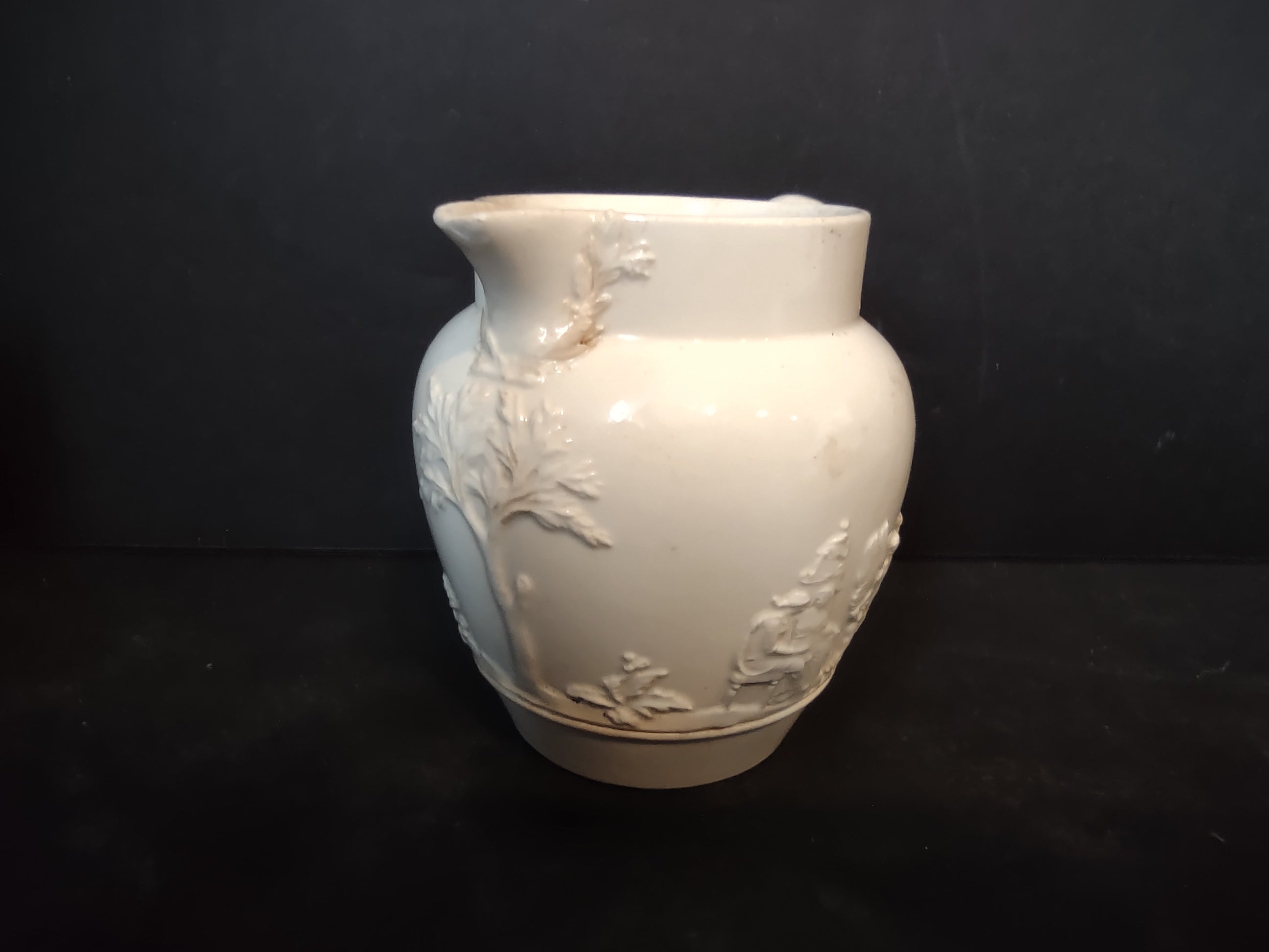 Vintage Wedgwood Embossed Queen's Ware Creamer Sugar Bowl Set England [6220]