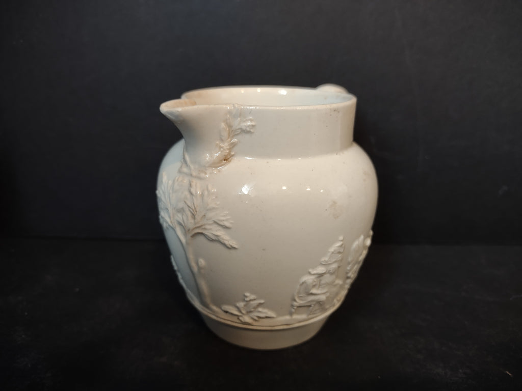 Vintage Wedgwood Embossed Queen's Ware Creamer Sugar Bowl Set England [6220]