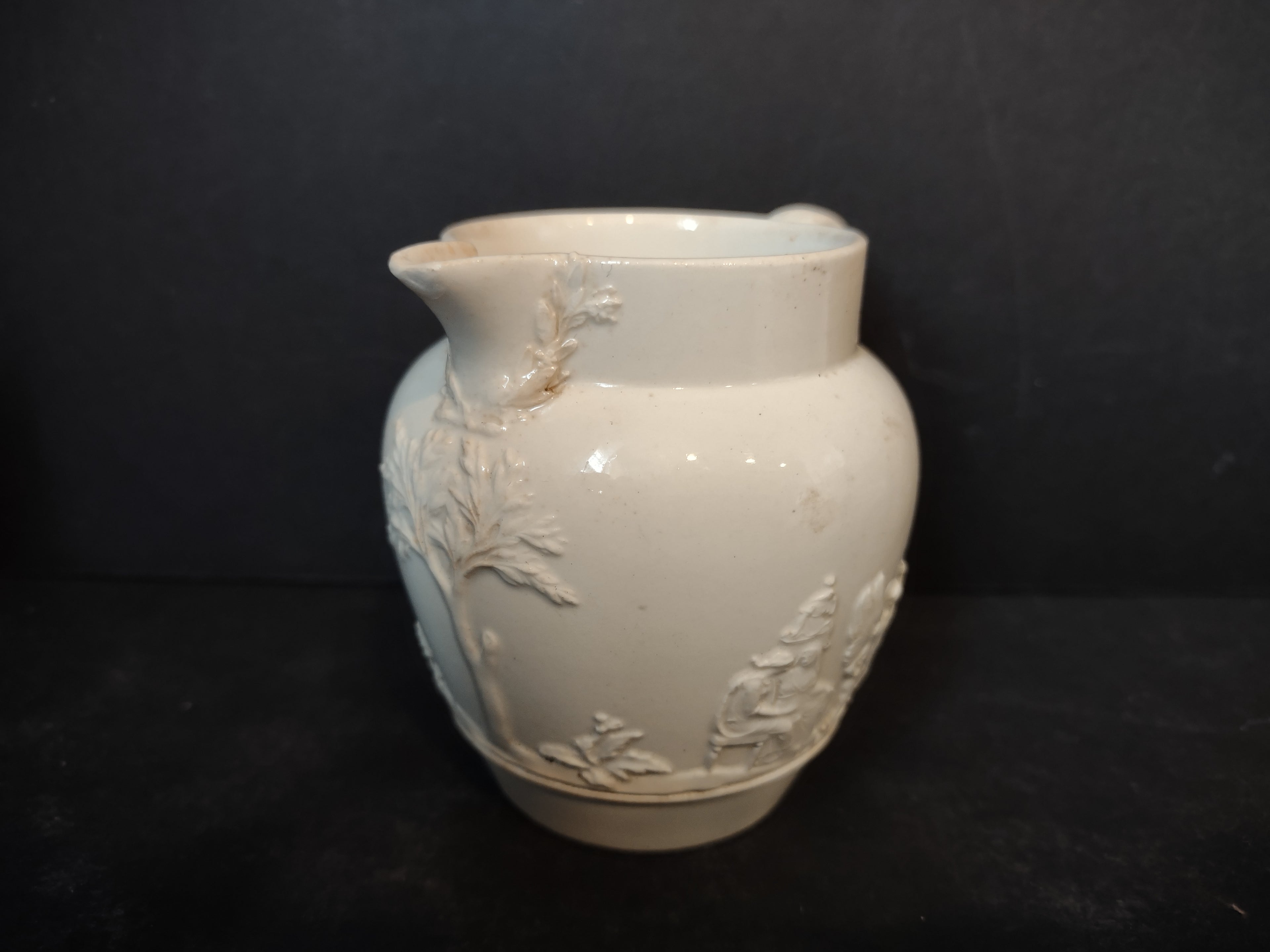 Vintage Wedgwood Embossed Queen's Ware Creamer Sugar Bowl Set England [6220]