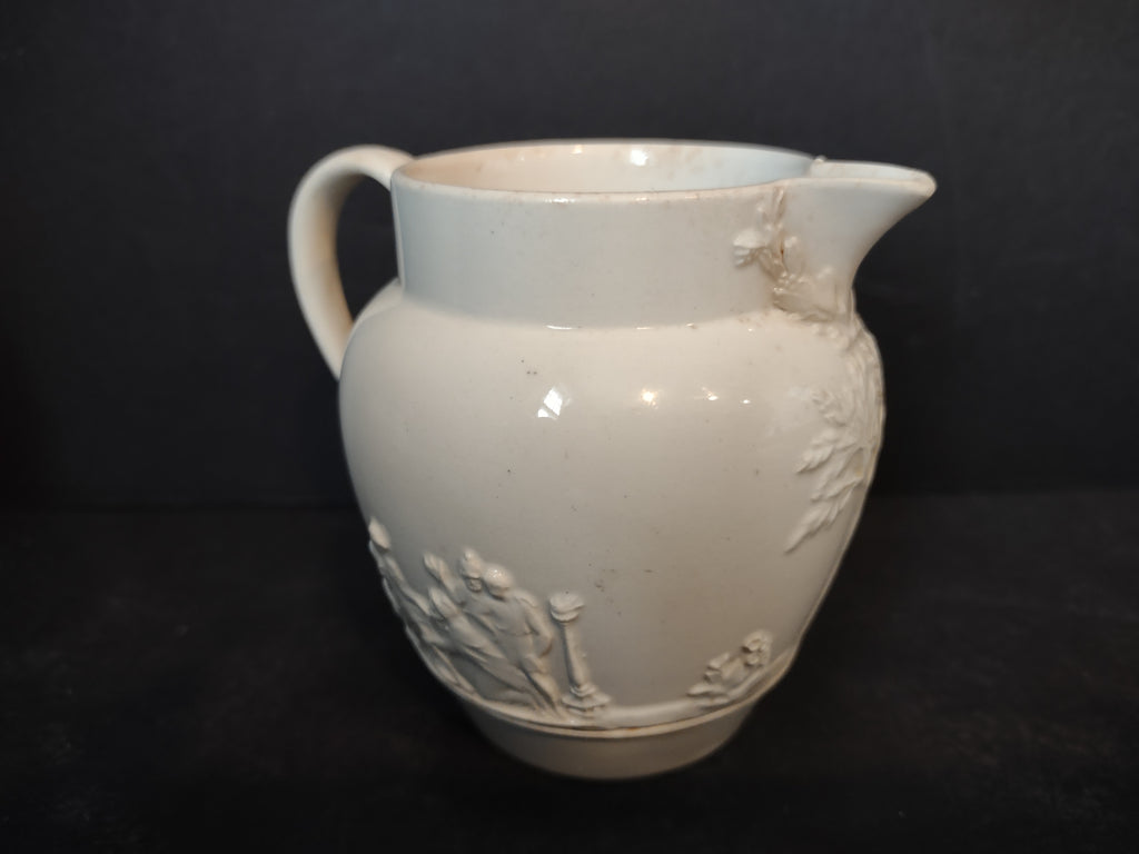 Vintage Wedgwood Embossed Queen's Ware Creamer Sugar Bowl Set England [6220]