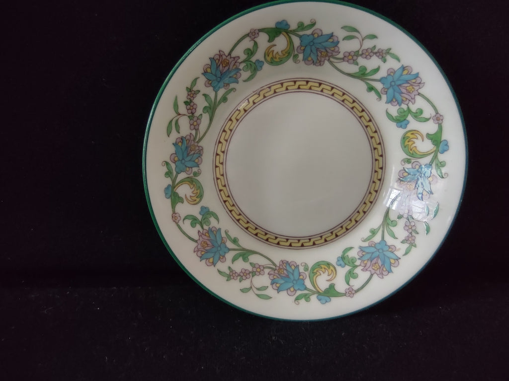 Vintage Wedgwood Berry Bowl Bone China Turquoise Floral Greek Key England [6224]