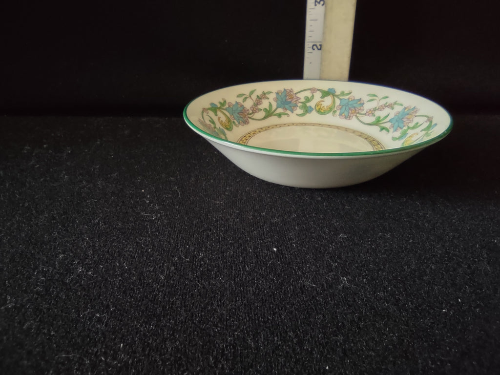 Vintage Wedgwood Berry Bowl Bone China Turquoise Floral Greek Key England [6224]