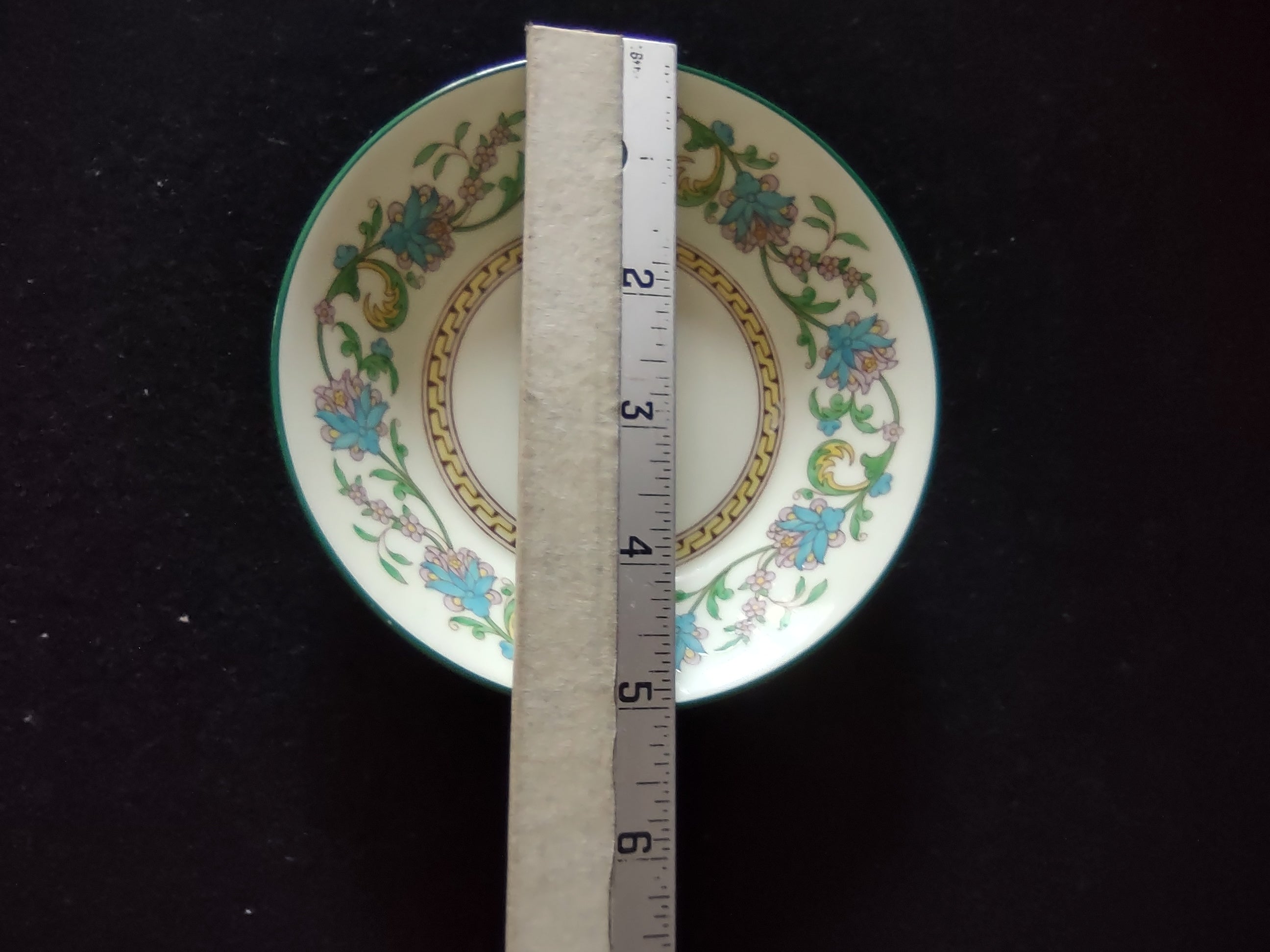 Vintage Wedgwood Berry Bowl Bone China Turquoise Floral Greek Key England [6224]