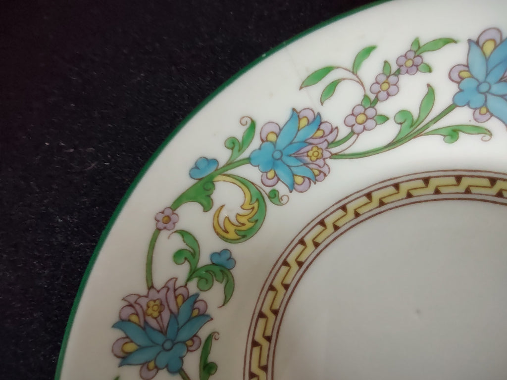 Vintage Wedgwood Berry Bowl Bone China Turquoise Floral Greek Key England [6224]