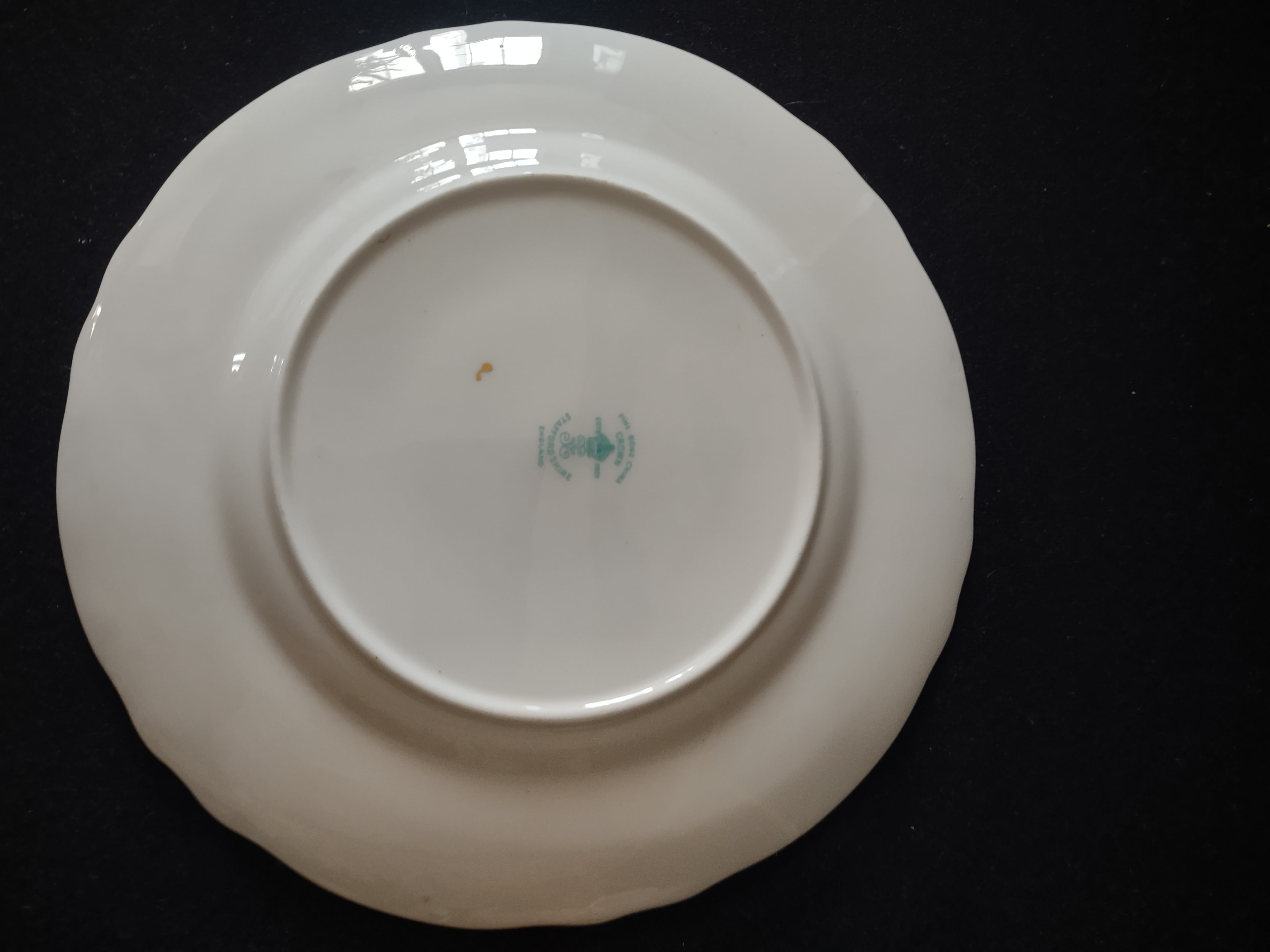 Vintage Staffordshire Salad Plate Bone China Pink Blue Floral England Pair [6225]