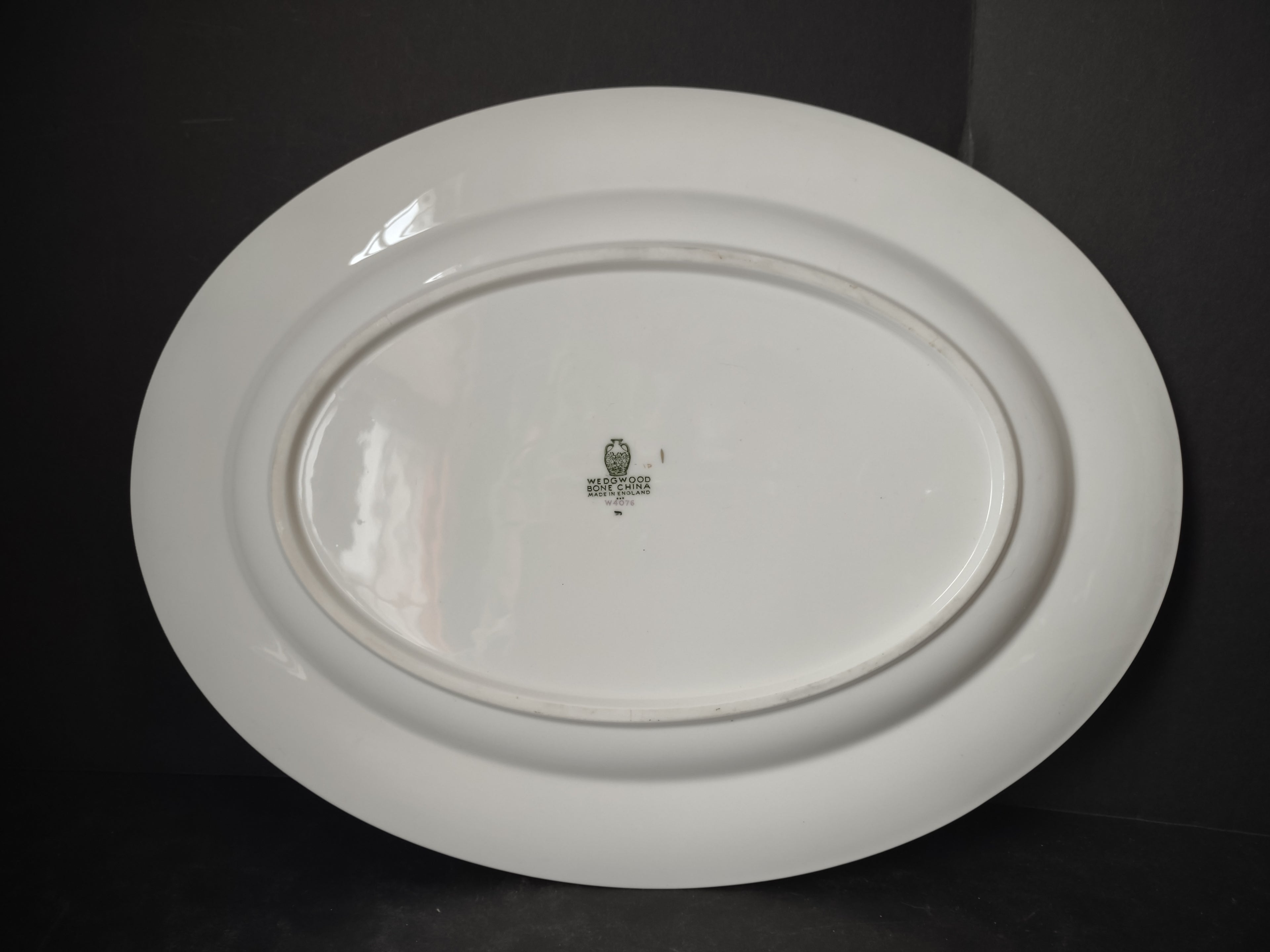 Vintage Wedgwood Oval Serving Platter Floral Garland Gold Rim 15" [6238]