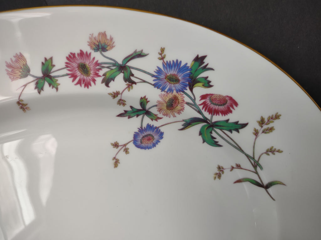 Vintage Wedgwood Oval Serving Platter Floral Garland Gold Rim 15" [6238]
