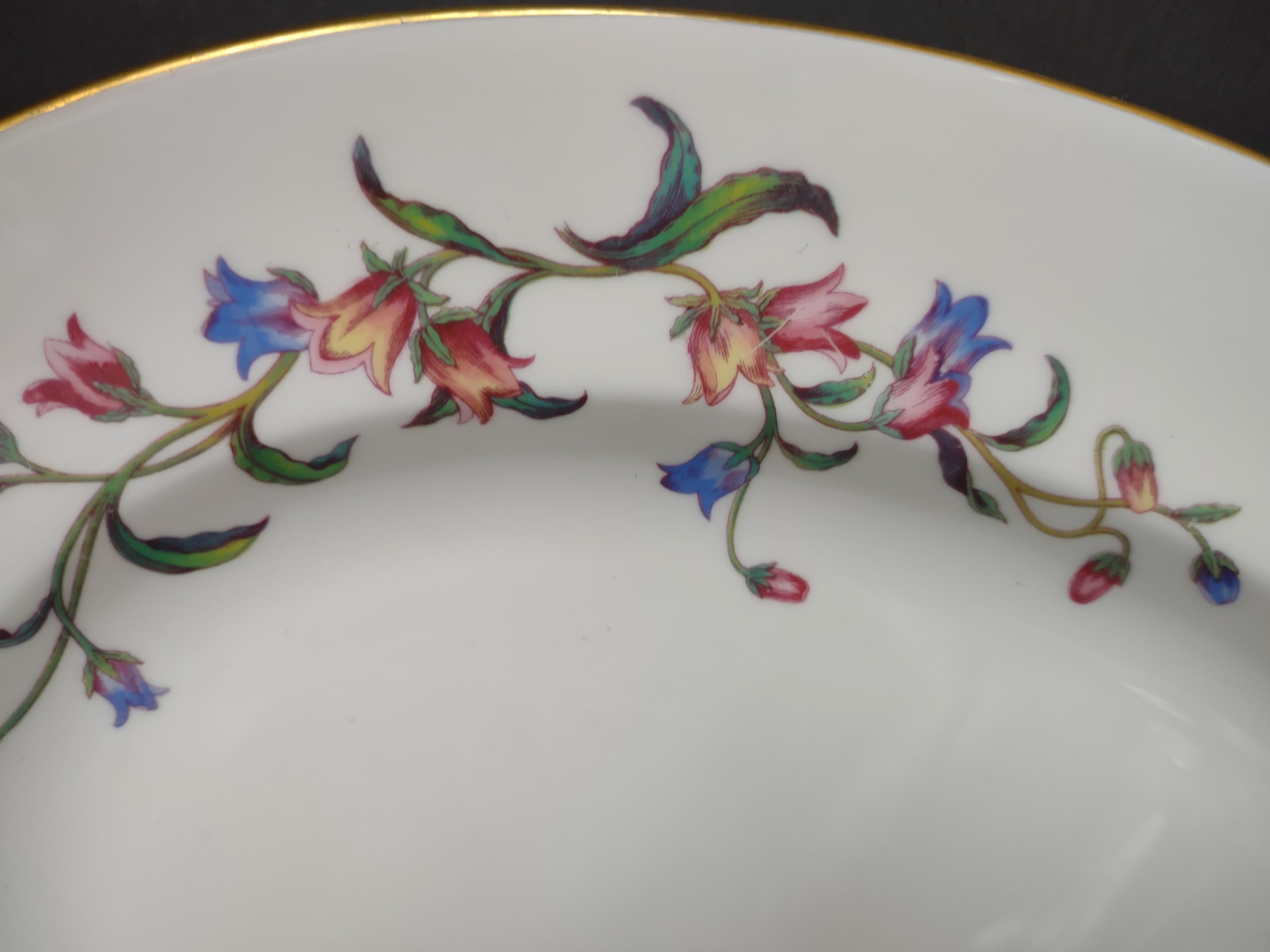 Vintage Wedgwood Oval Serving Platter Floral Garland Gold Rim 15" [6238]