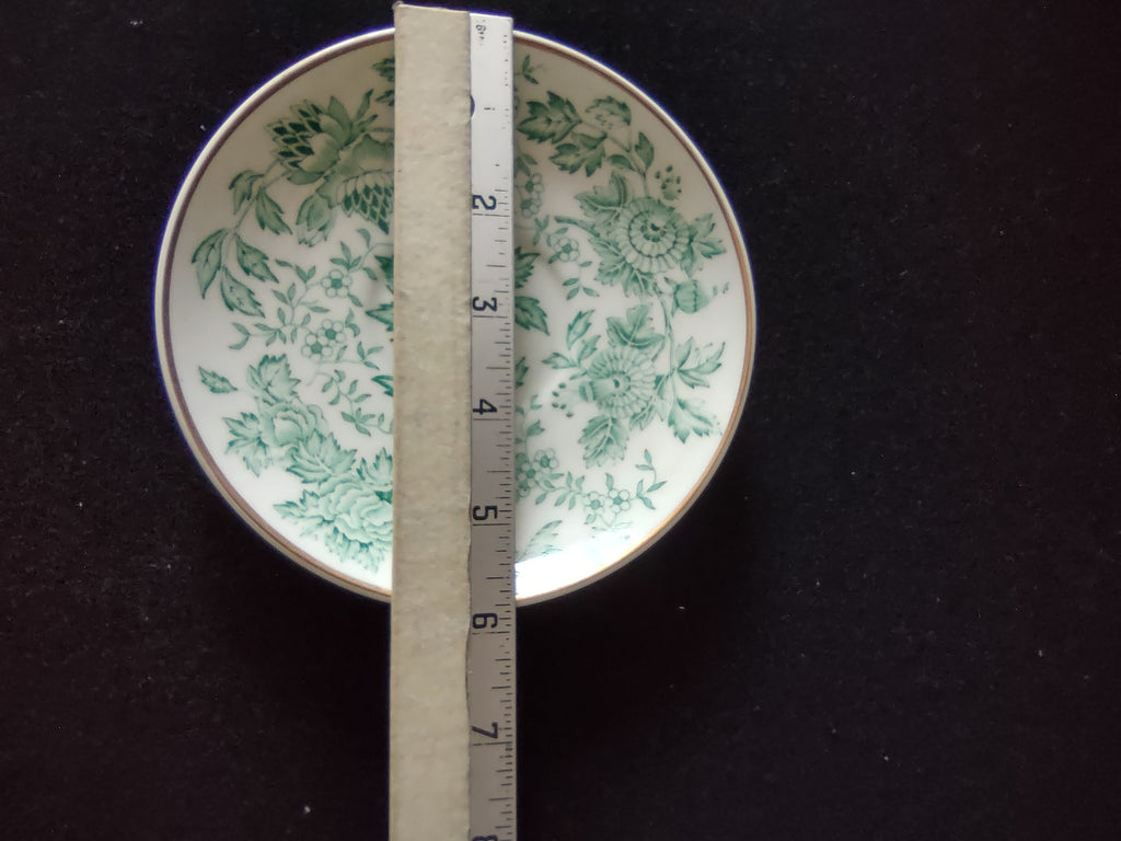 Vintage Wedgwood Saucer Bone China Green Transferware Floral England [6227]