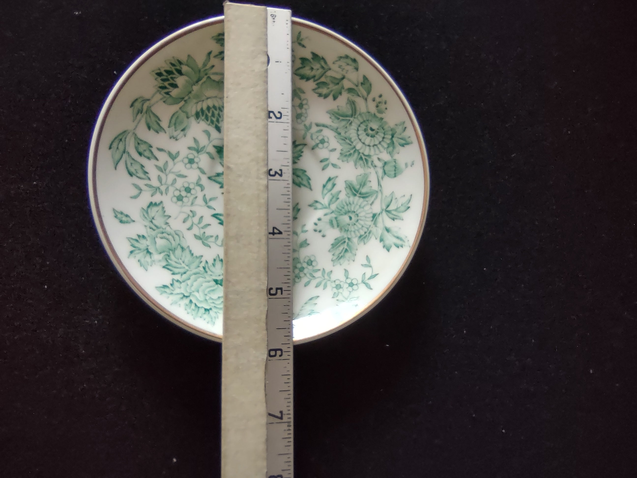 Vintage Wedgwood Saucer Bone China Green Transferware Floral England [6227]