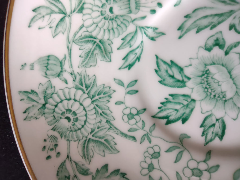 Vintage Wedgwood Saucer Bone China Green Transferware Floral England [6227]