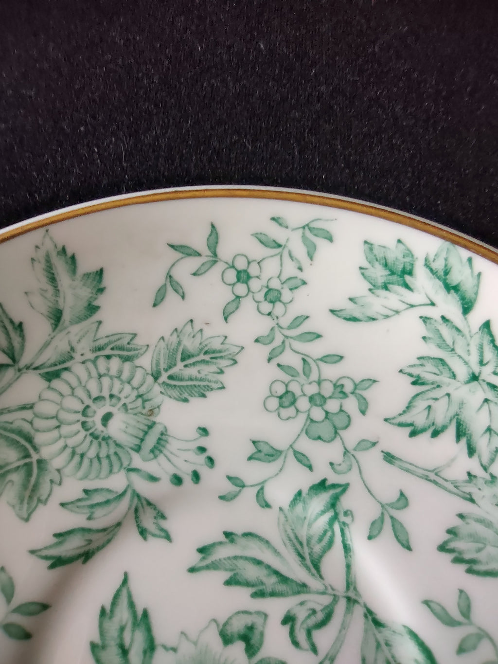 Vintage Wedgwood Saucer Bone China Green Transferware Floral England [6227]