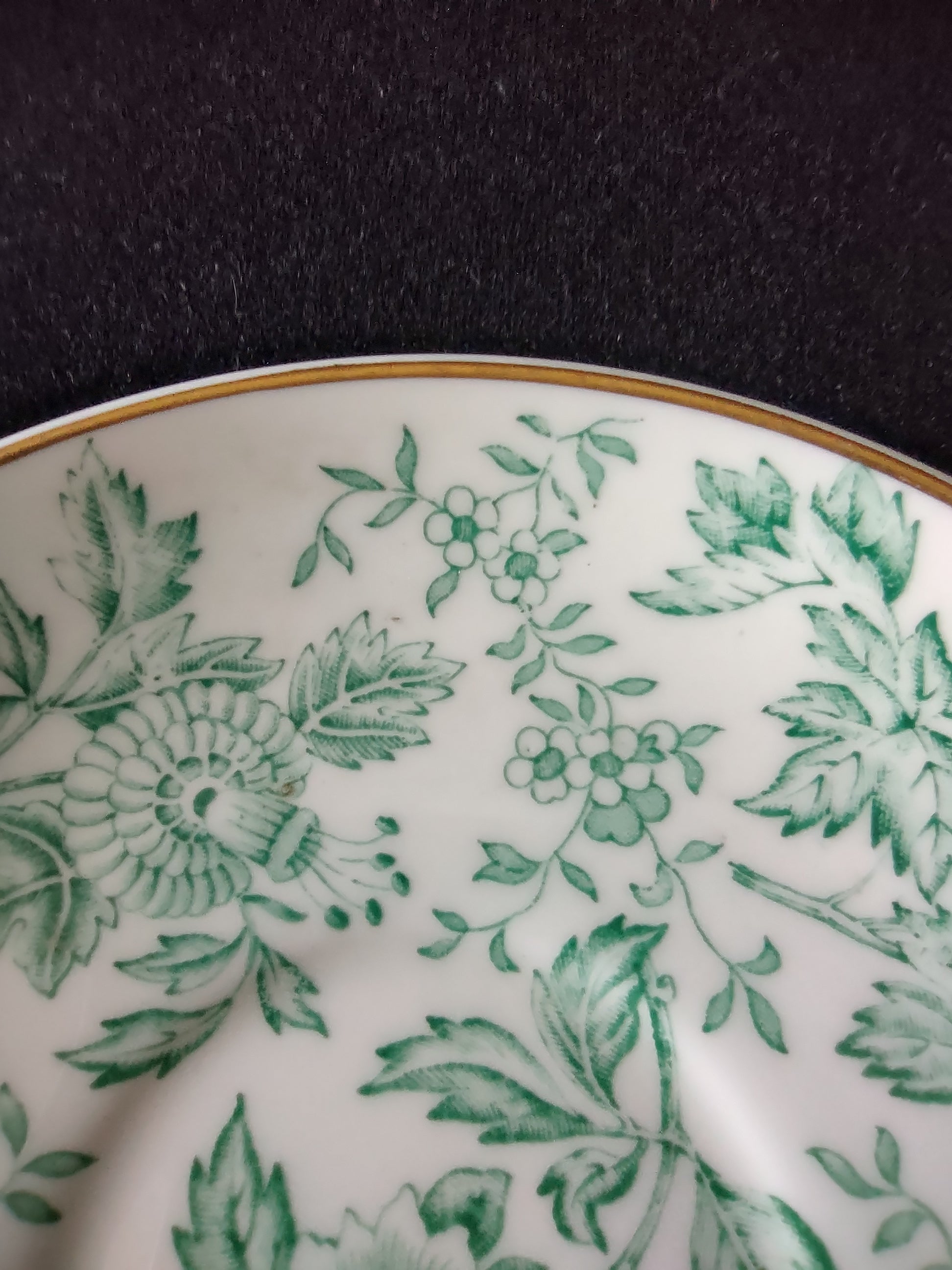 Vintage Wedgwood Saucer Bone China Green Transferware Floral England [6227]