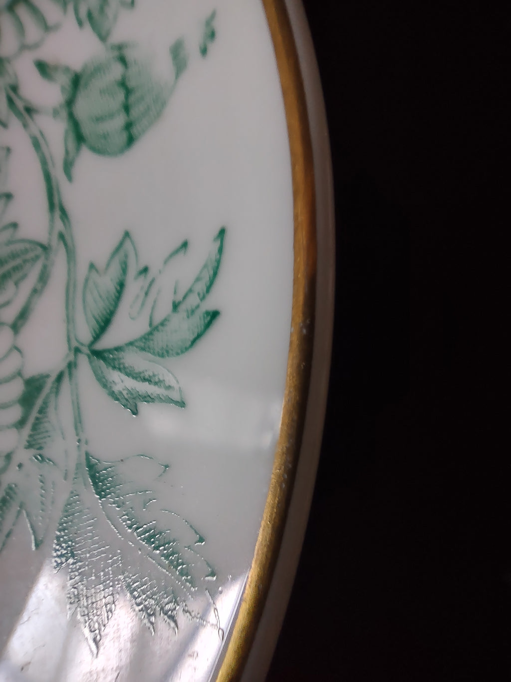 Vintage Wedgwood Saucer Bone China Green Transferware Floral England [6227]