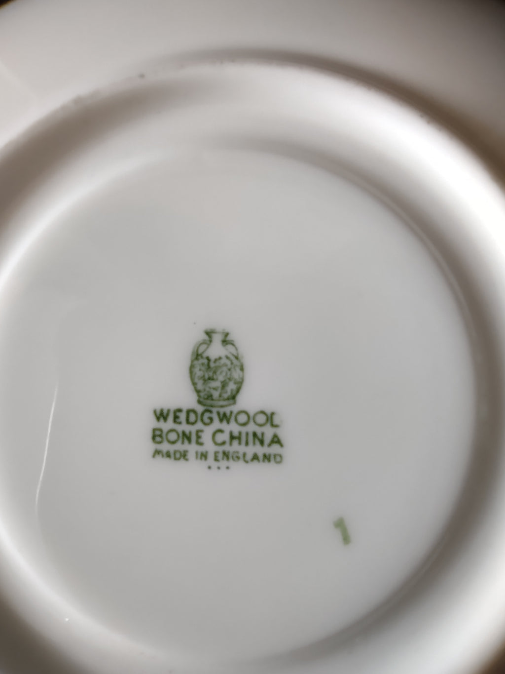 Vintage Wedgwood Saucer Bone China Green Transferware Floral England [6227]