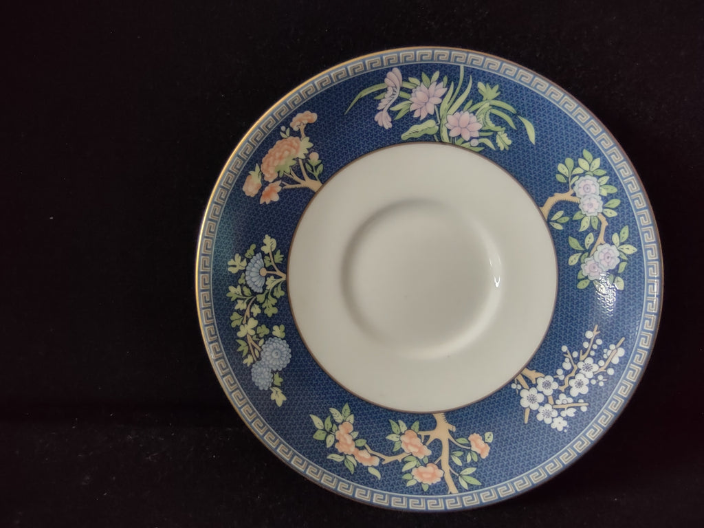 Vintage Wedgwood Blue Siam Floral Saucer Bone China Gold Trim England [6228]