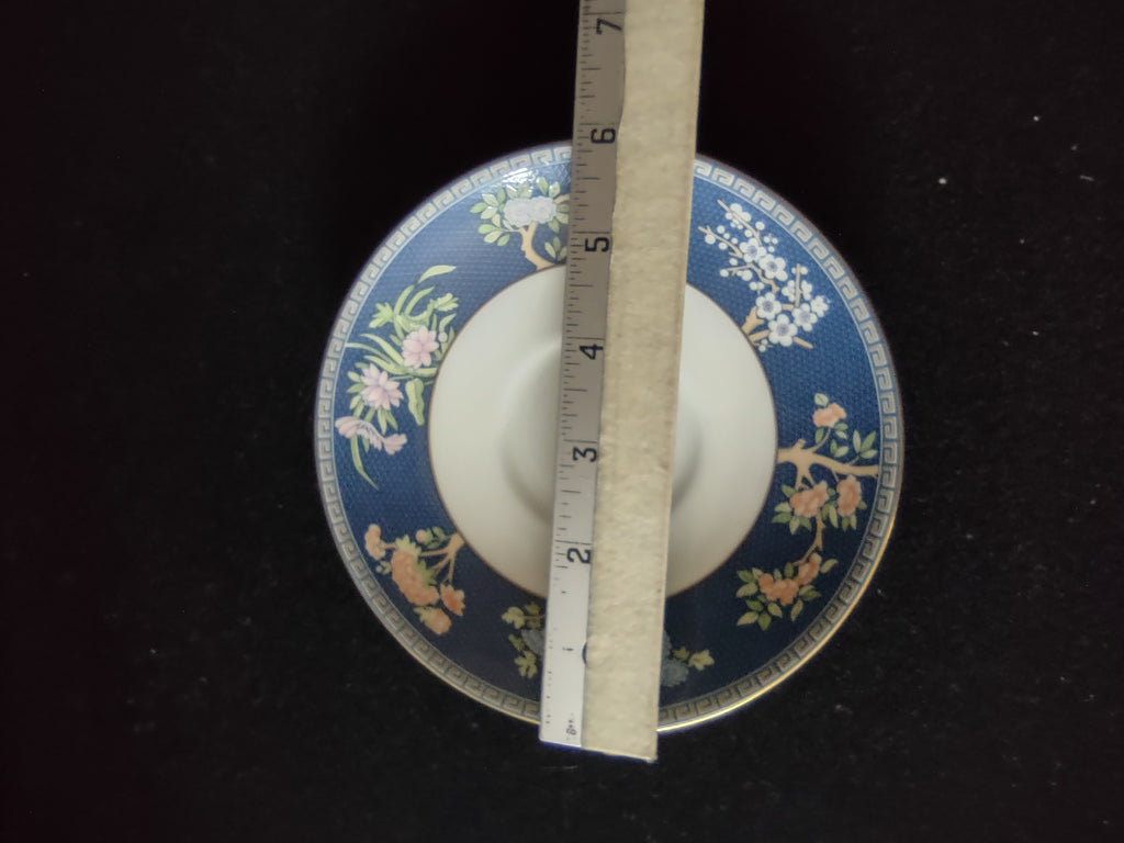 Vintage Wedgwood Blue Siam Floral Saucer Bone China Gold Trim England [6228]