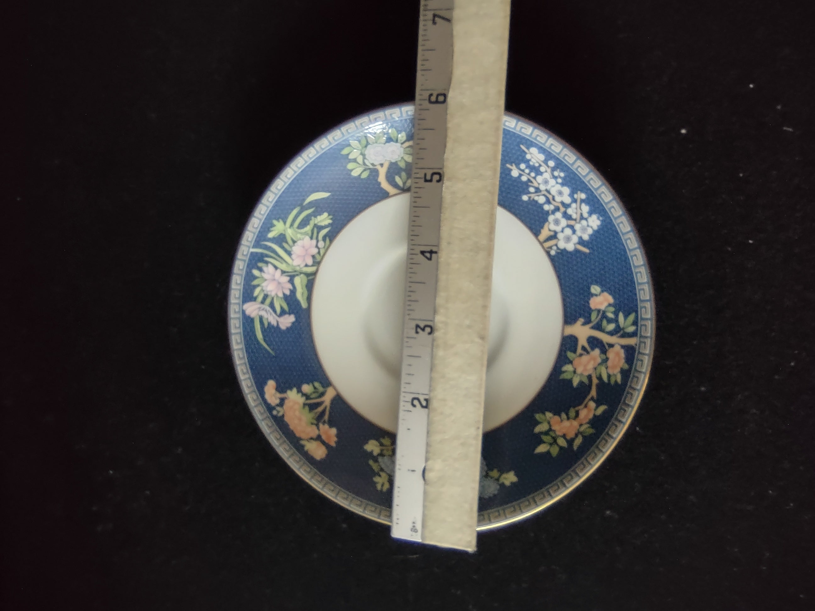 Vintage Wedgwood Blue Siam Floral Saucer Bone China Gold Trim England [6228]