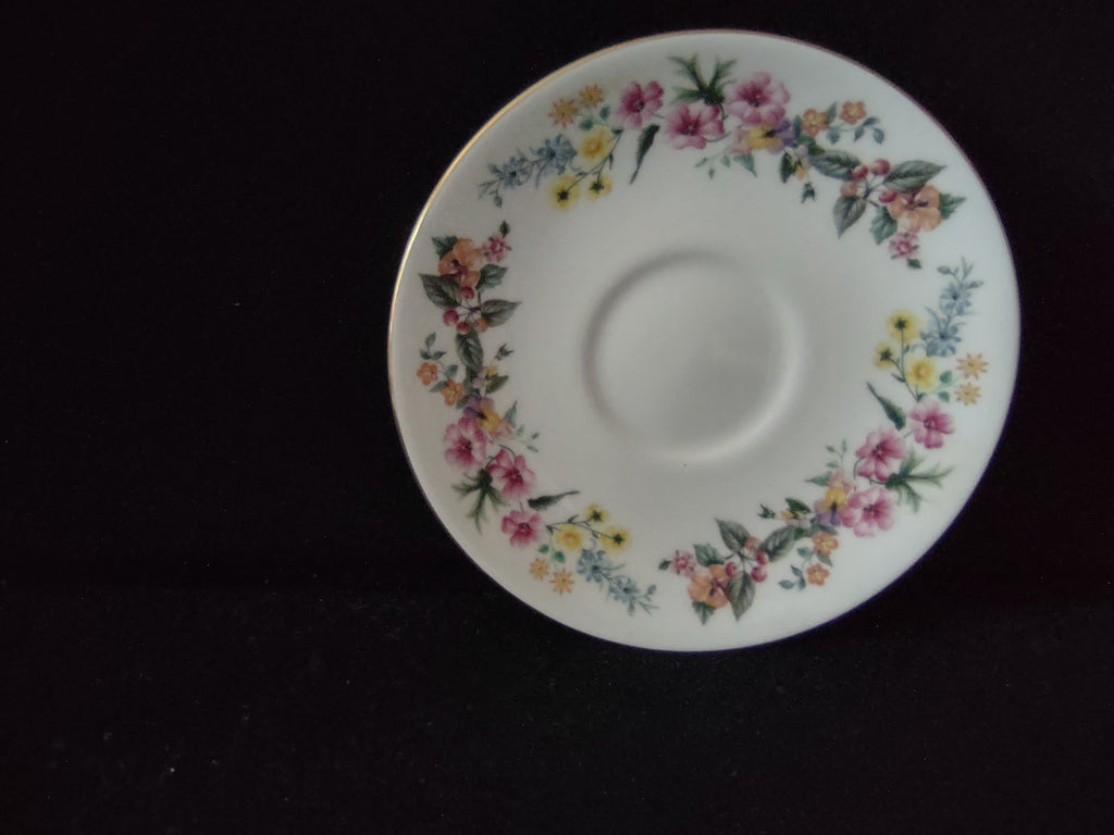 Vintage Wedgwood Downland Saucer Bone China Floral England [6229]