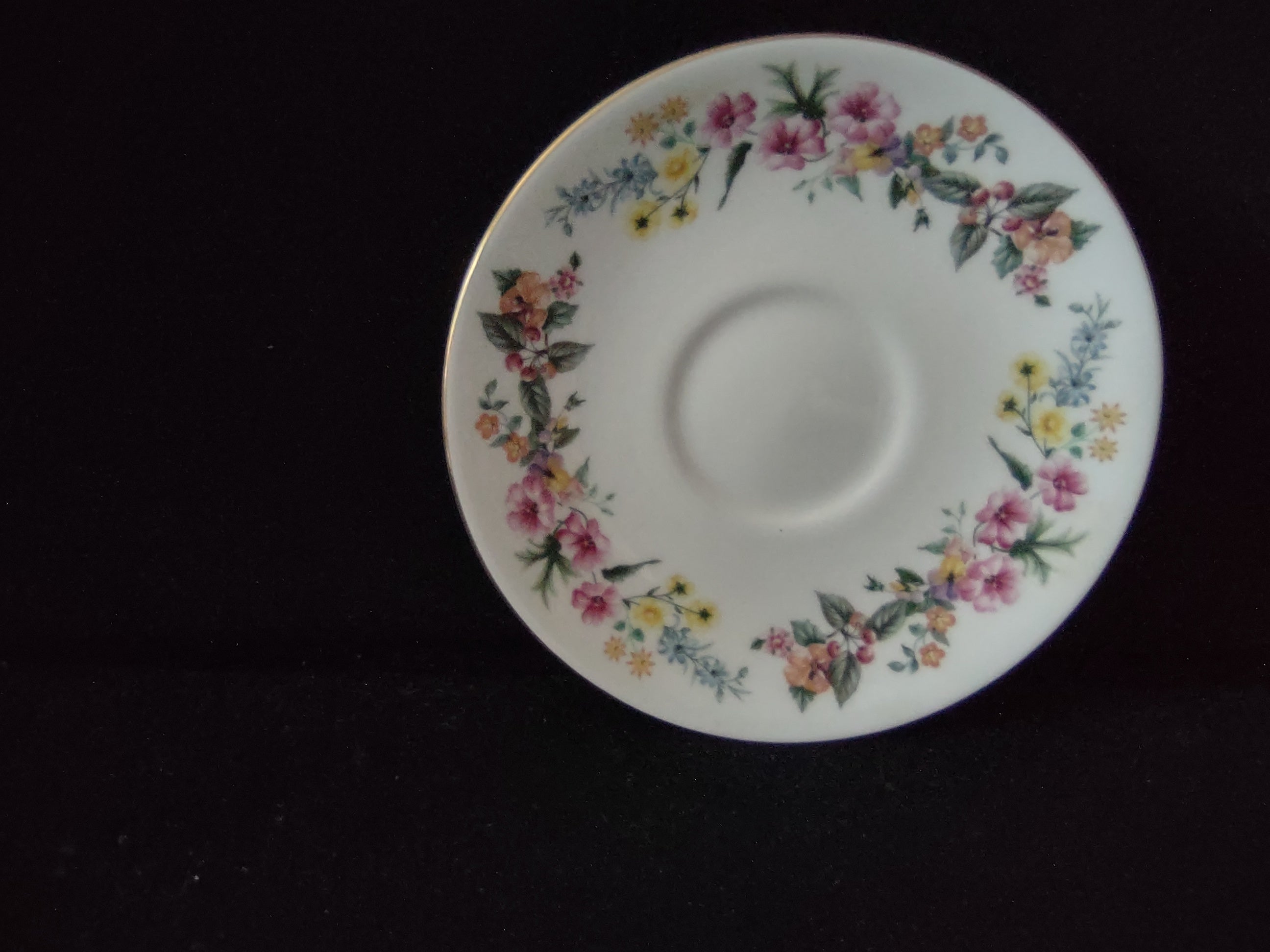 Vintage Wedgwood Downland Saucer Bone China Floral England [6229]