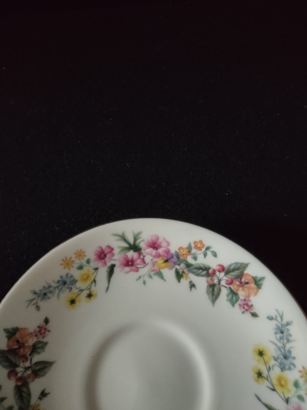 Vintage Wedgwood Downland Saucer Bone China Floral England [6229]