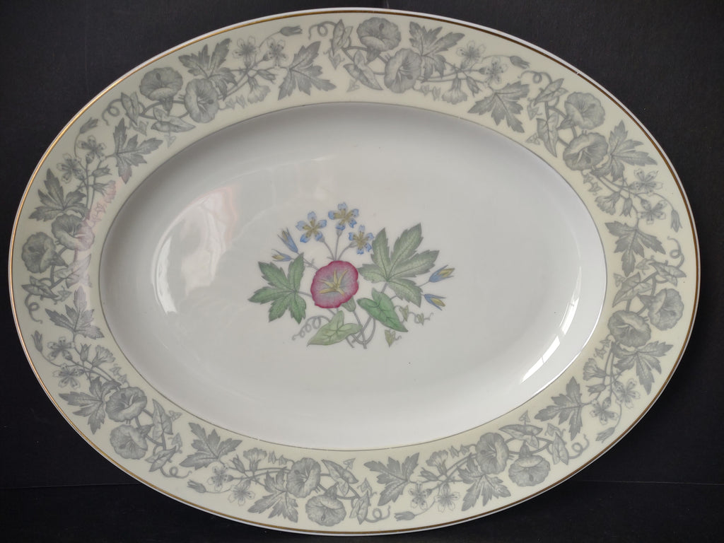 Vintage Wedgwood Oval Serving Platter Floral Botanical Gold Trim 13" [6237]