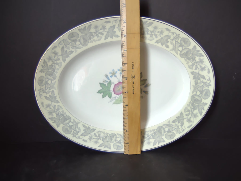 Vintage Wedgwood Oval Serving Platter Floral Botanical Gold Trim 13" [6237]