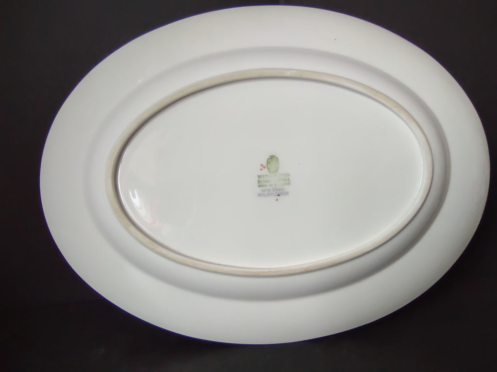 Vintage Wedgwood Oval Serving Platter Floral Botanical Gold Trim 13" [6237]
