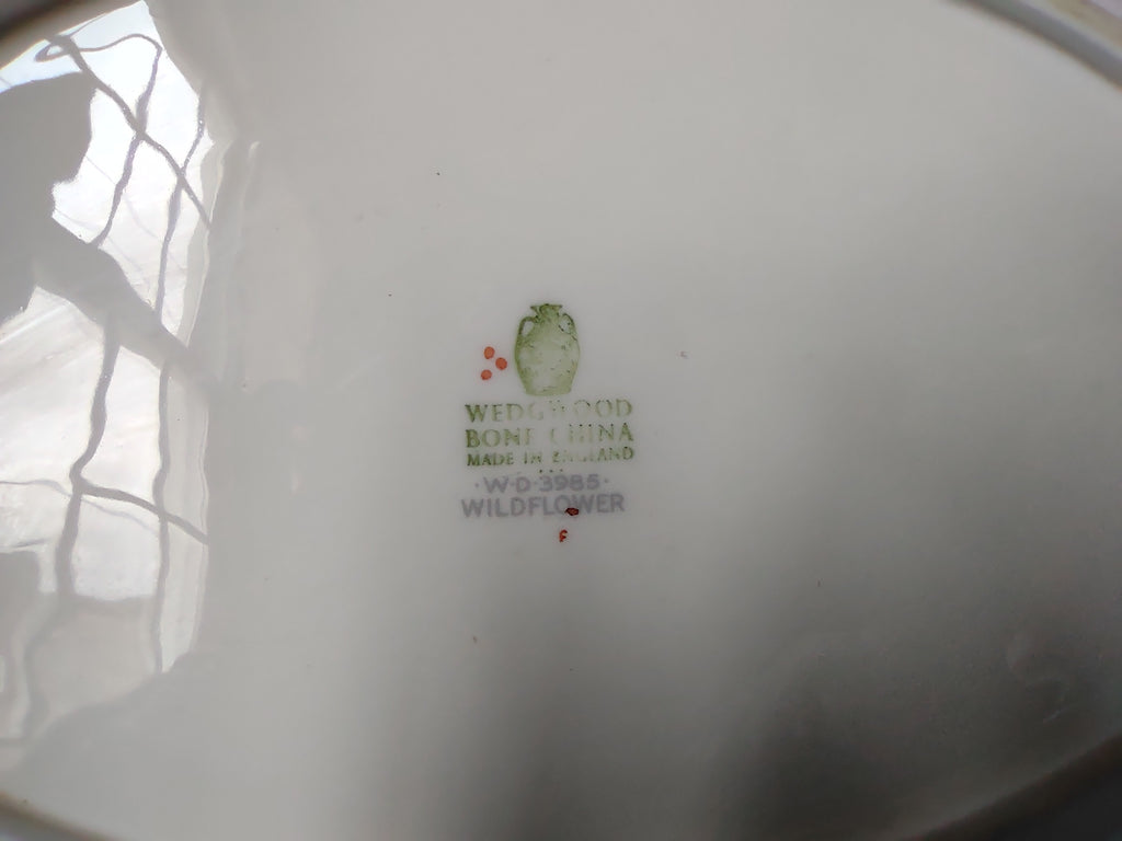Vintage Wedgwood Oval Serving Platter Floral Botanical Gold Trim 13" [6237]