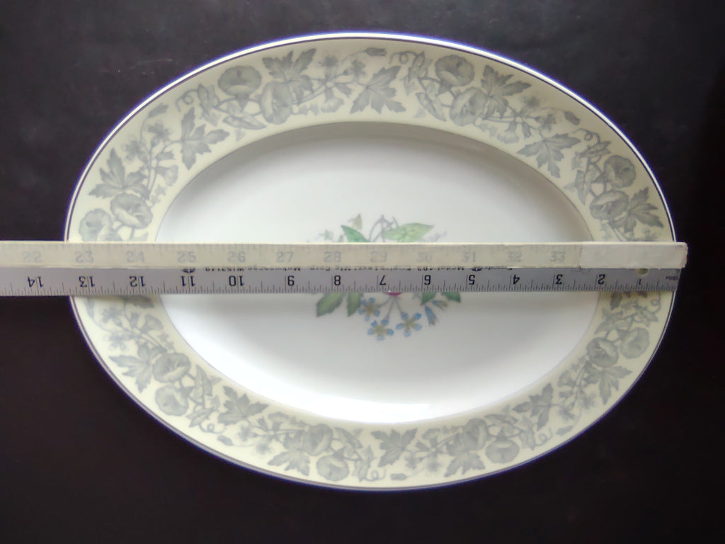 Vintage Wedgwood Oval Serving Platter Floral Botanical Gold Trim 13" [6237]
