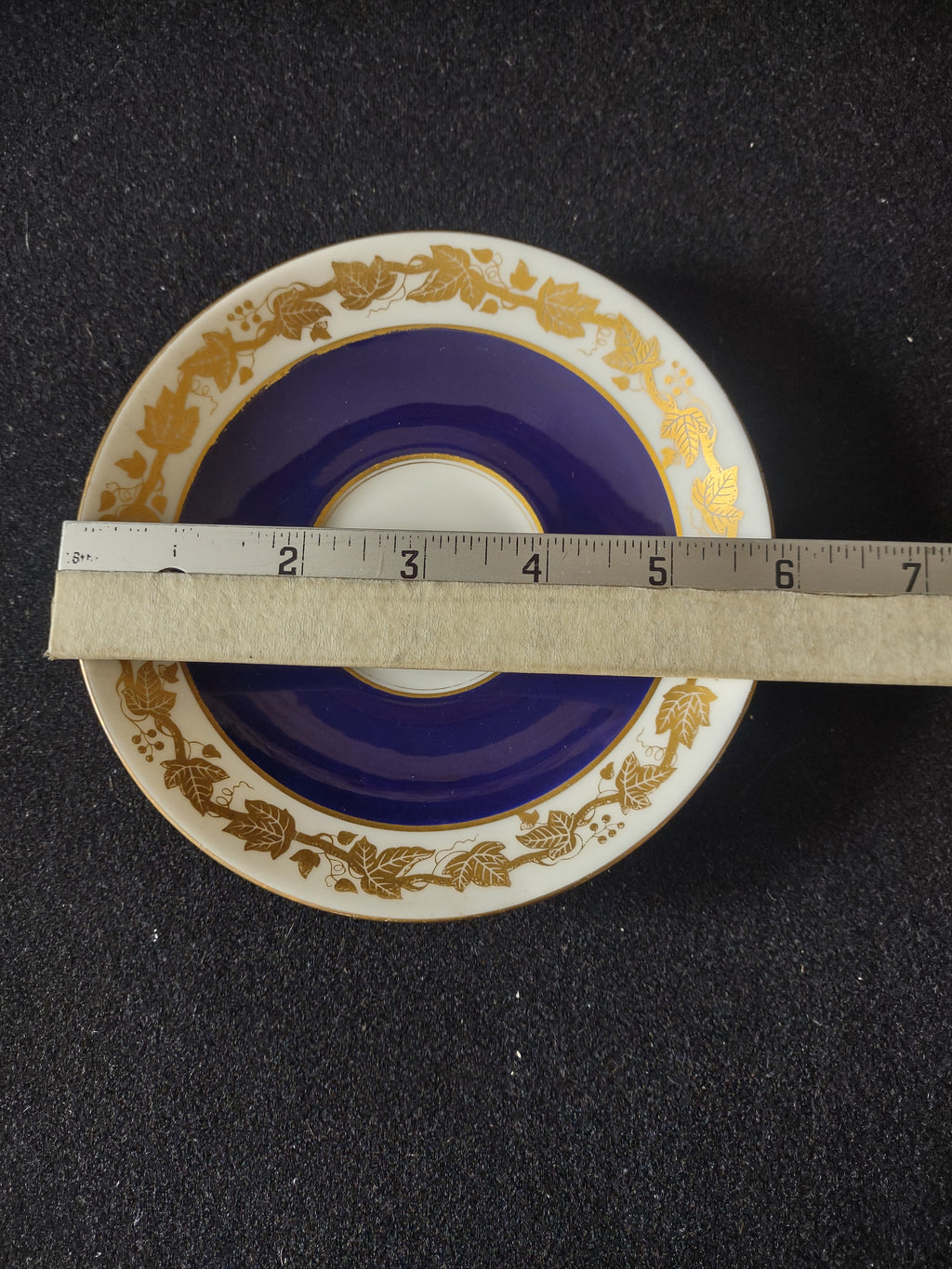 Vintage Wedgwood Saucer Bone China Cobalt Blue Gold Ivy Agincourt England [6232]