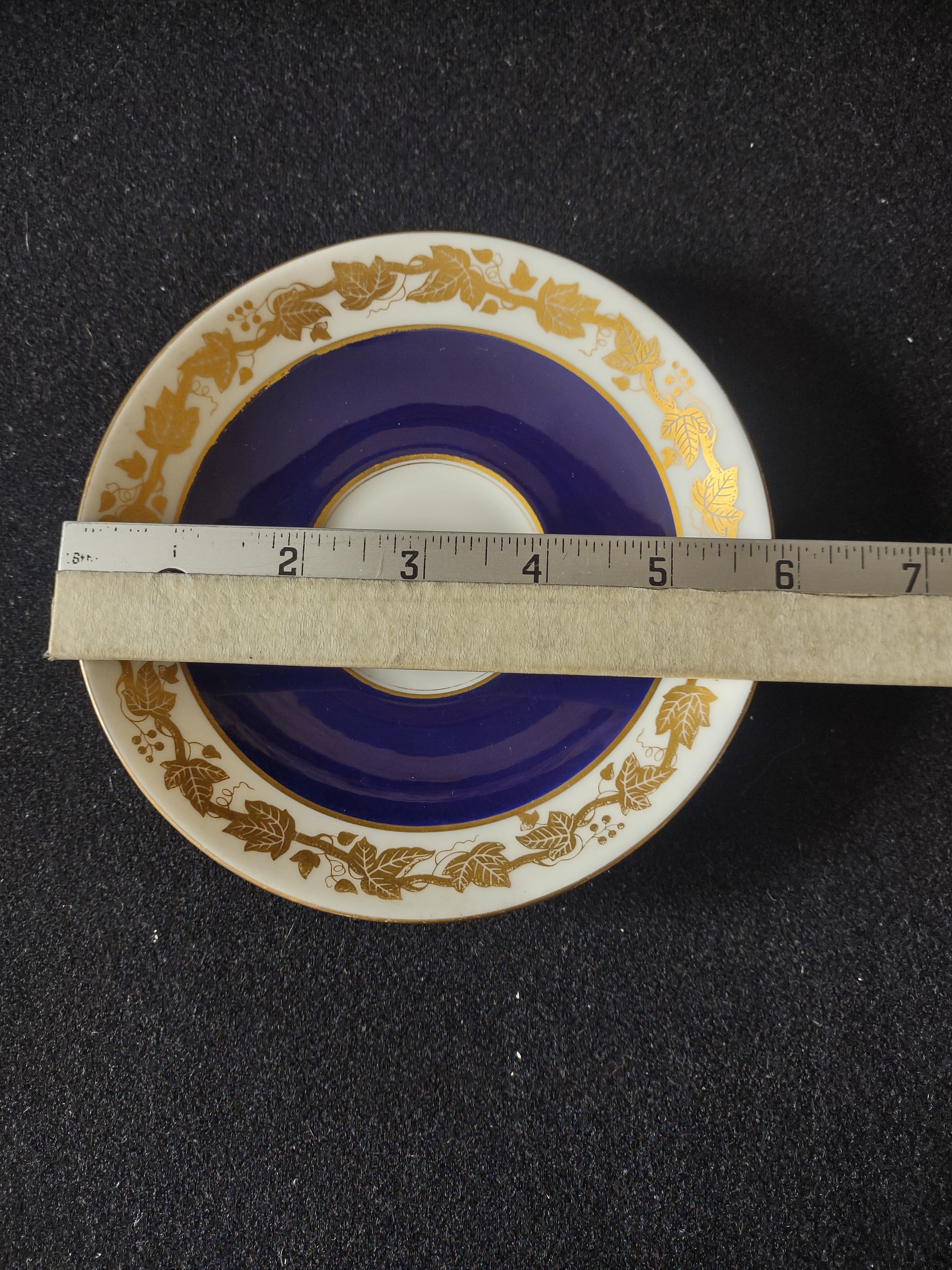 Vintage Wedgwood Saucer Bone China Cobalt Blue Gold Ivy Agincourt England [6232]