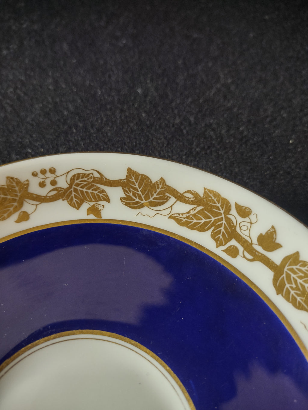 Vintage Wedgwood Saucer Bone China Cobalt Blue Gold Ivy Agincourt England [6232]