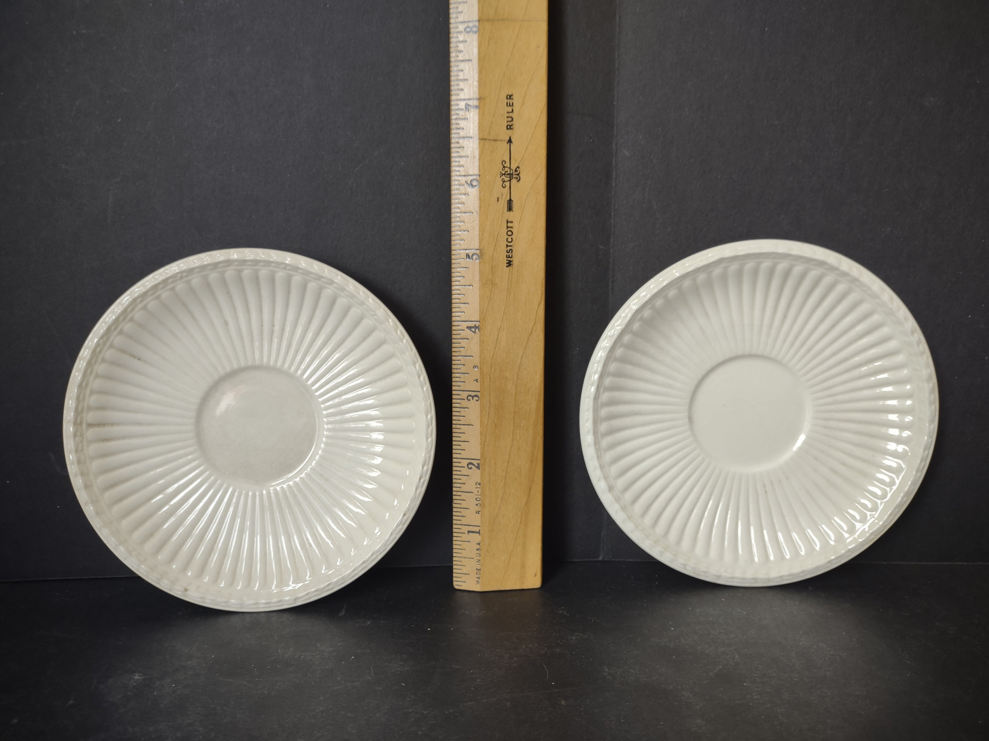 Vintage Wedgwood Edme Demitasse Saucer Pair Ironstone England Crazing [6231]
