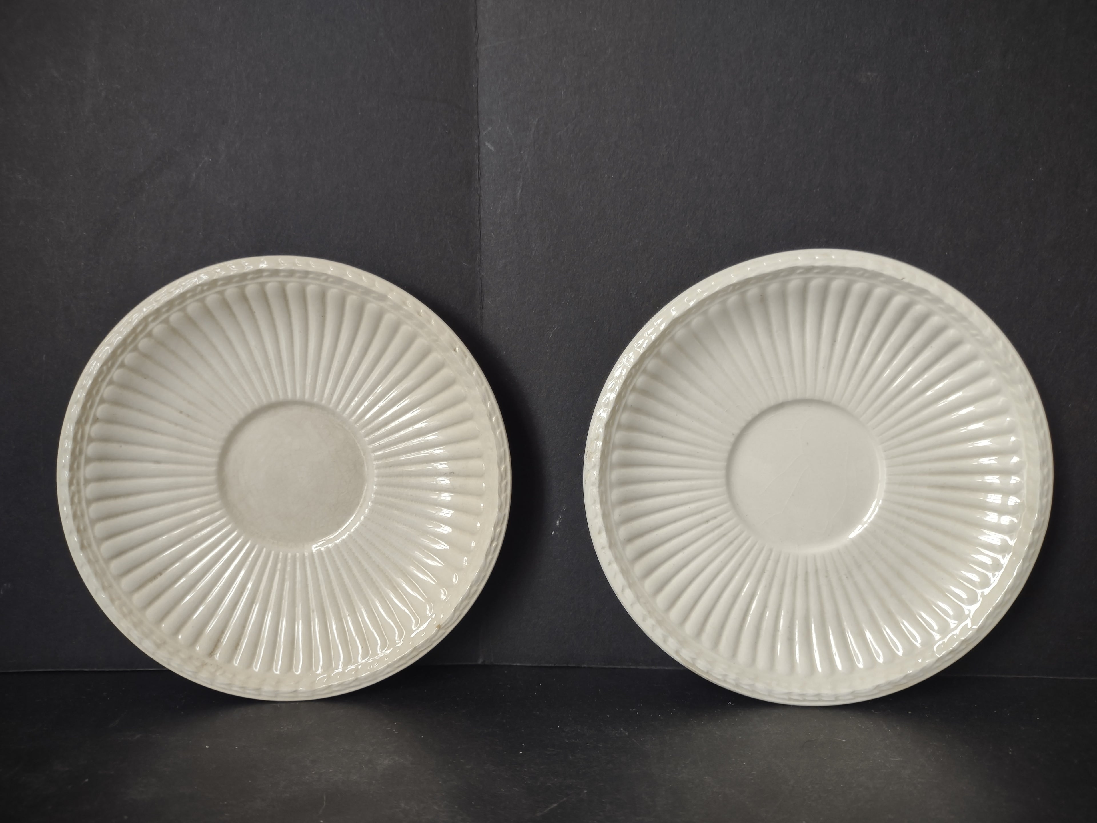 Vintage Wedgwood Edme Demitasse Saucer Pair Ironstone England Crazing [6231]