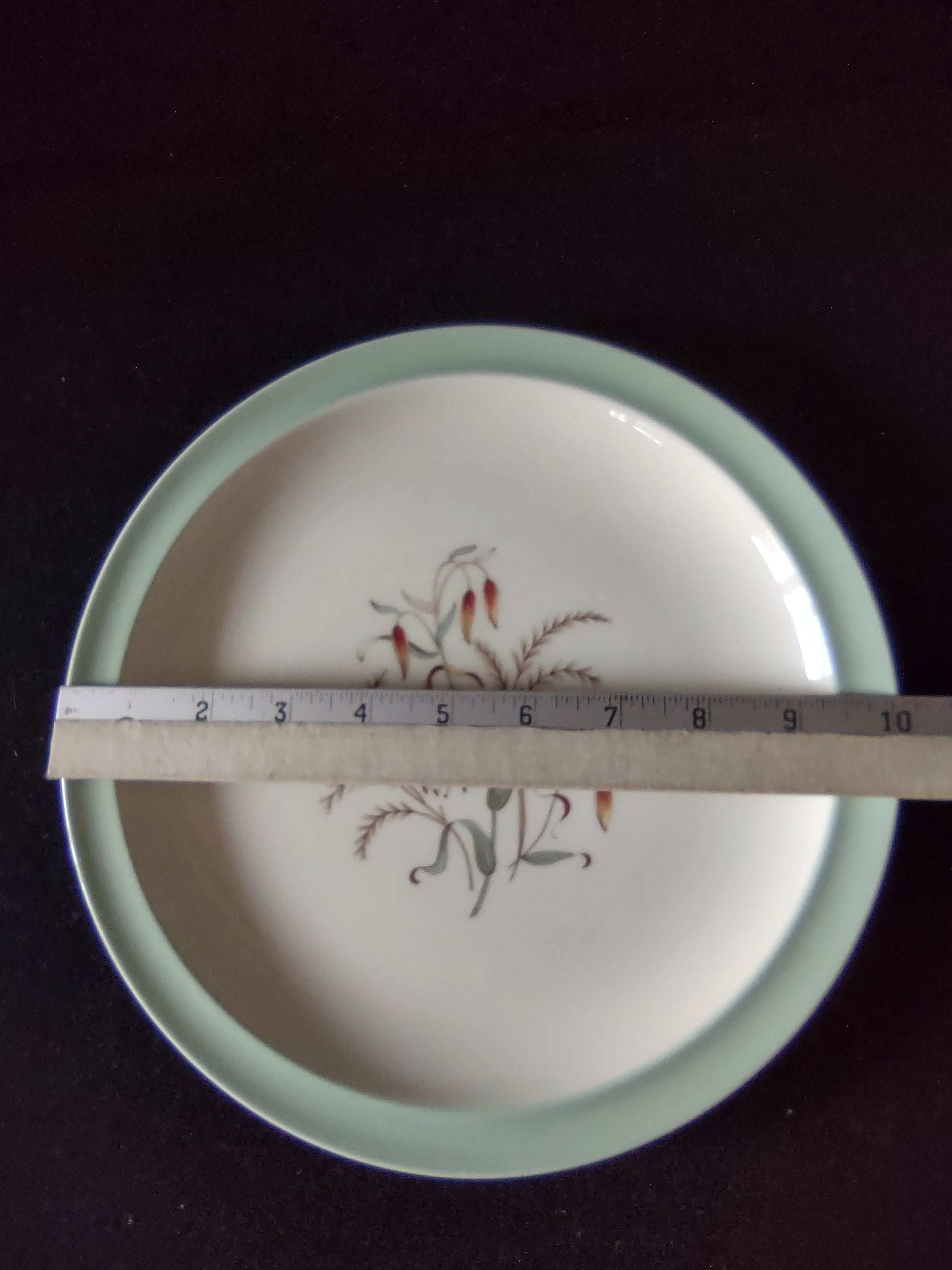 Vintage Wedgwood Tiger Lily Dinner Plate Mint Green Rim England [6240]