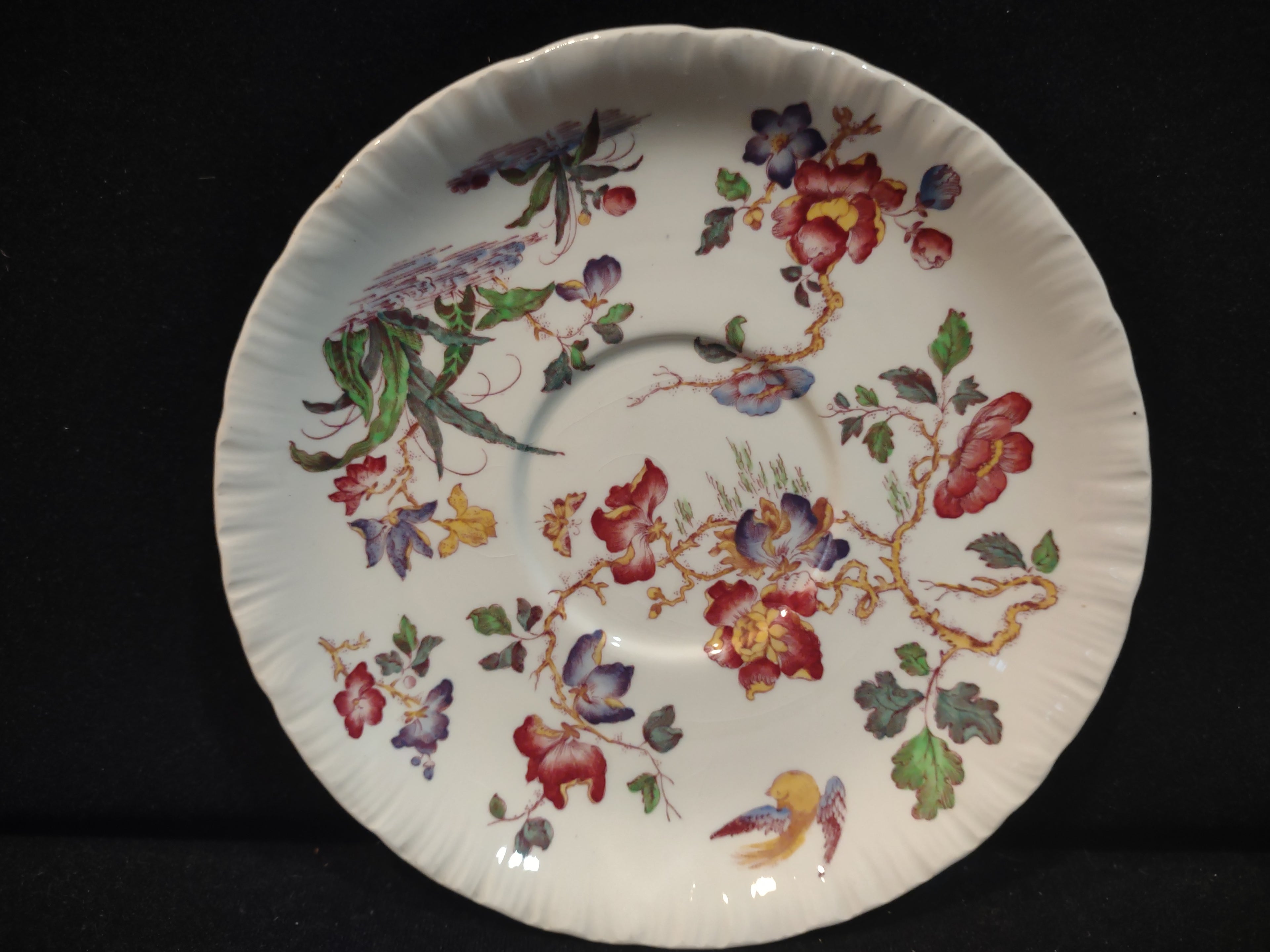 Vintage Wedgwood Swallow Floral Cream Soup Liner Saucer 6" England [6245]