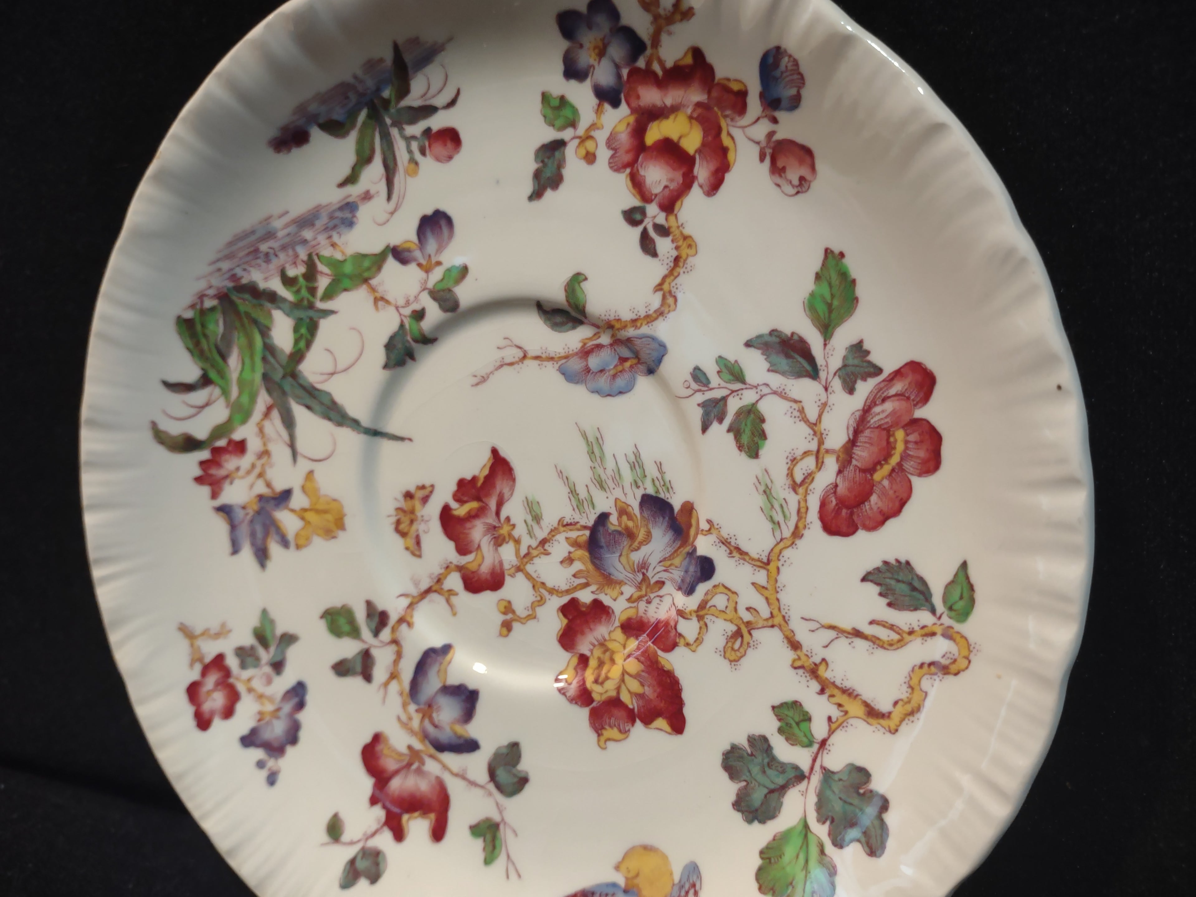 Vintage Wedgwood Swallow Floral Cream Soup Liner Saucer 6" England [6245]