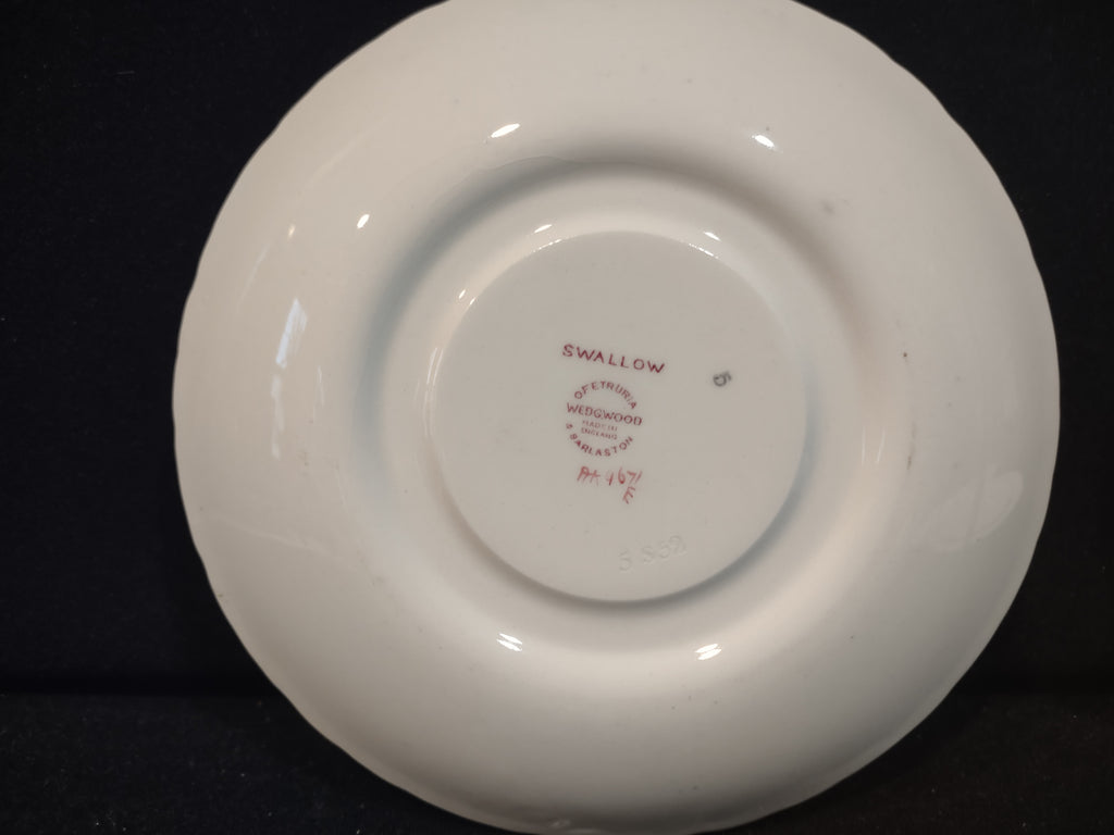 Vintage Wedgwood Swallow Floral Cream Soup Liner Saucer 6" England [6245]