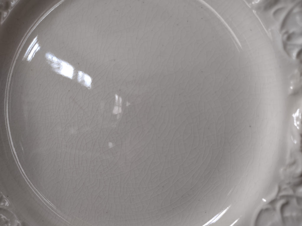 Vintage Wedgwood Patrician Cream Embossed 8" Dinner Plates Set of 2 [6248]