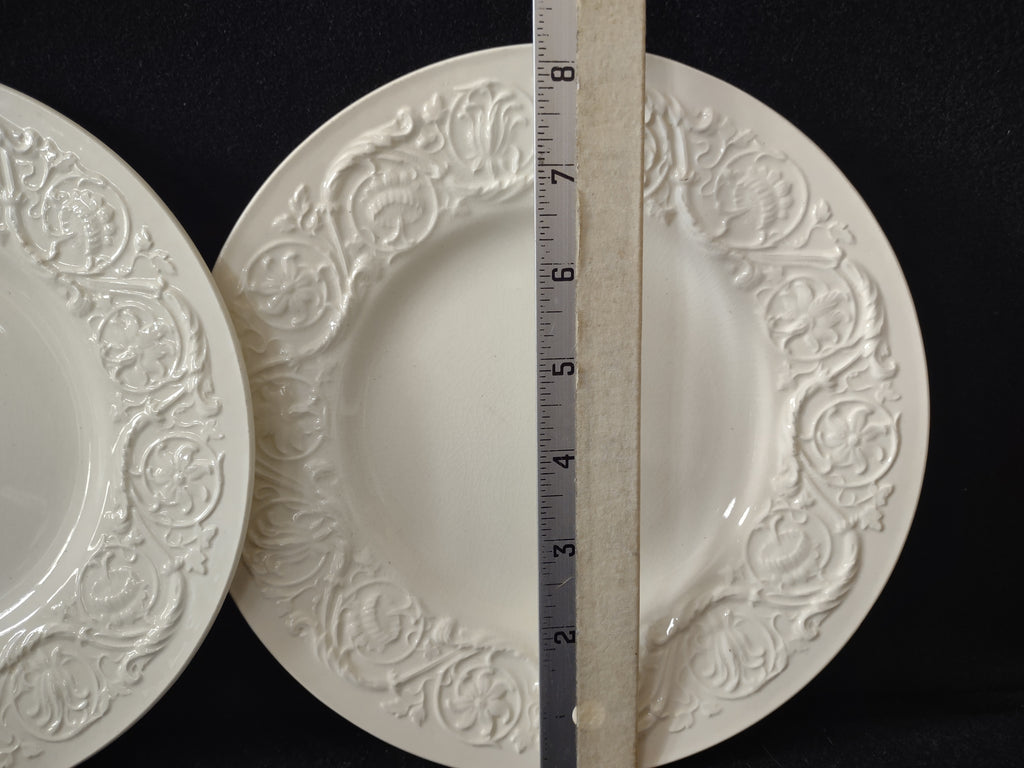 Vintage Wedgwood Patrician Cream Embossed 8" Dinner Plates Set of 2 [6248]