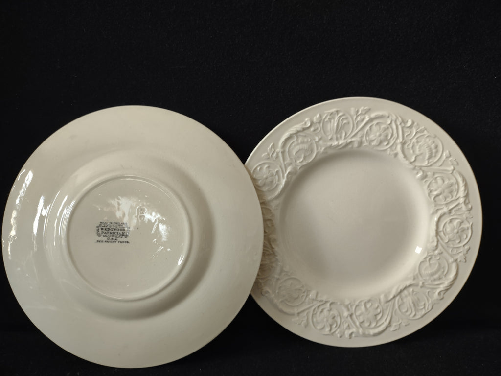 Vintage Wedgwood Patrician Cream Embossed 8" Dinner Plates Set of 2 [6248]