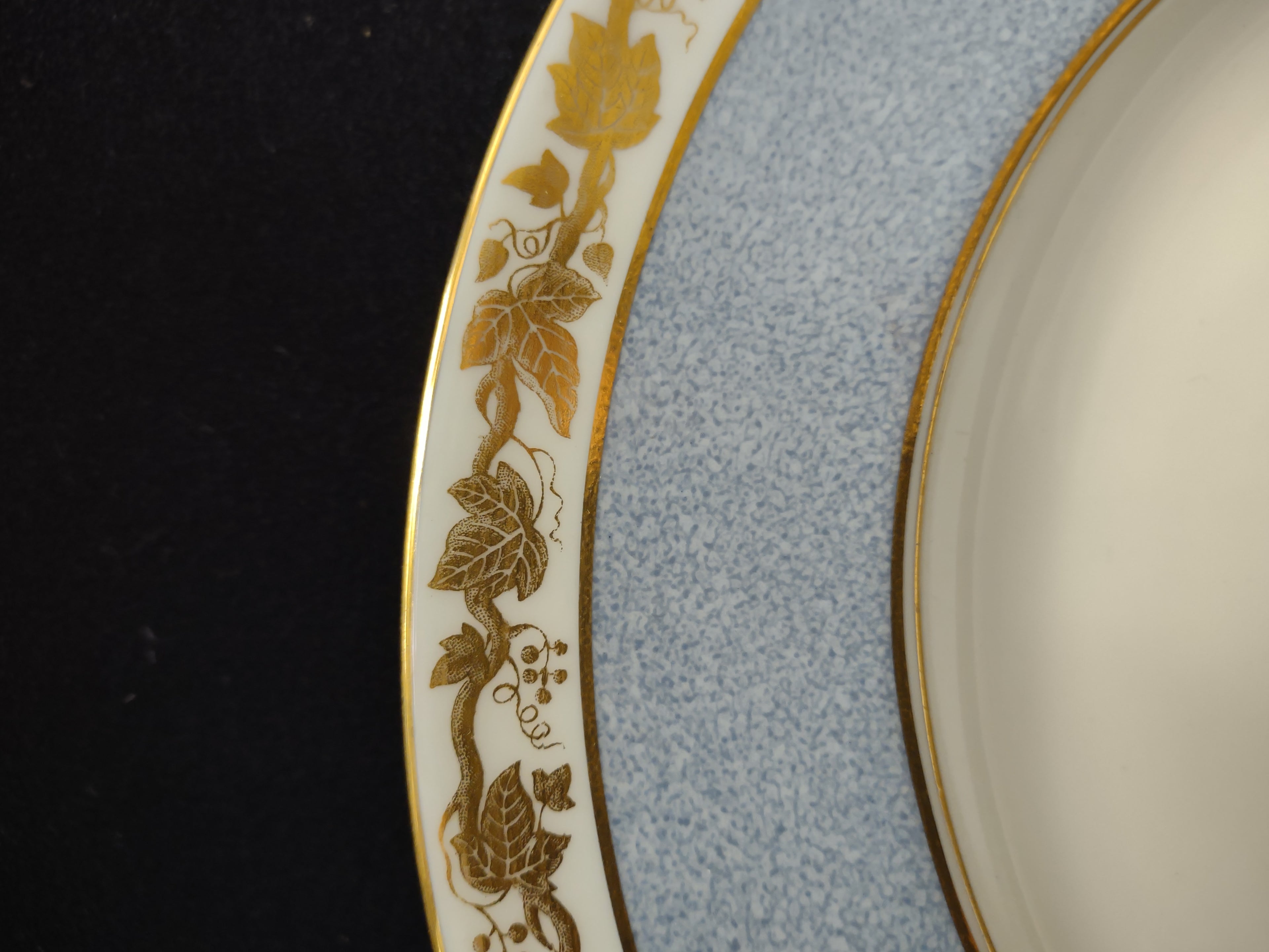 Vintage Wedgwood Bone China Blue Gold Ivy W2979 10" Dinner Plate [6249]