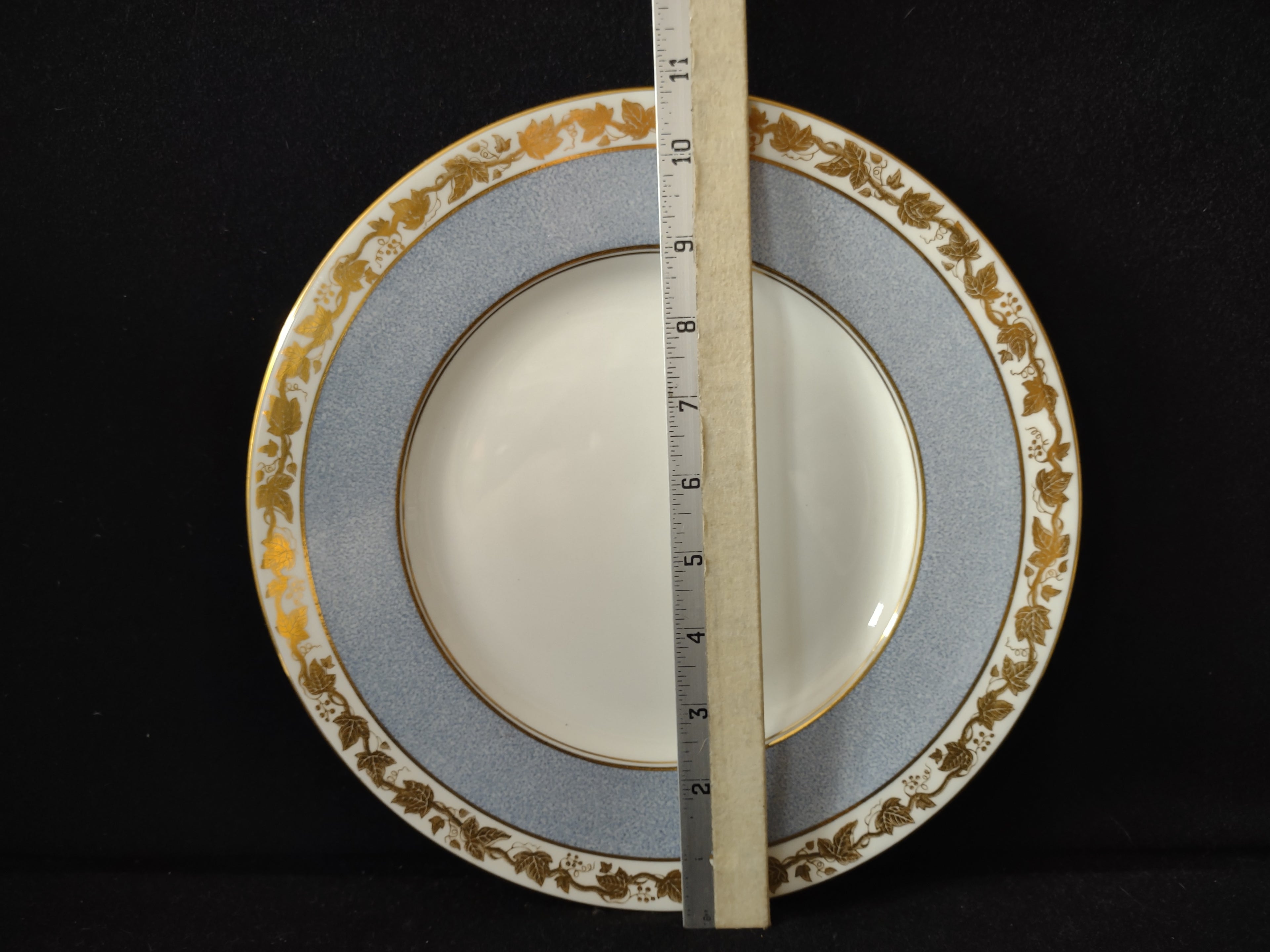 Vintage Wedgwood Bone China Blue Gold Ivy W2979 10" Dinner Plate [6249]