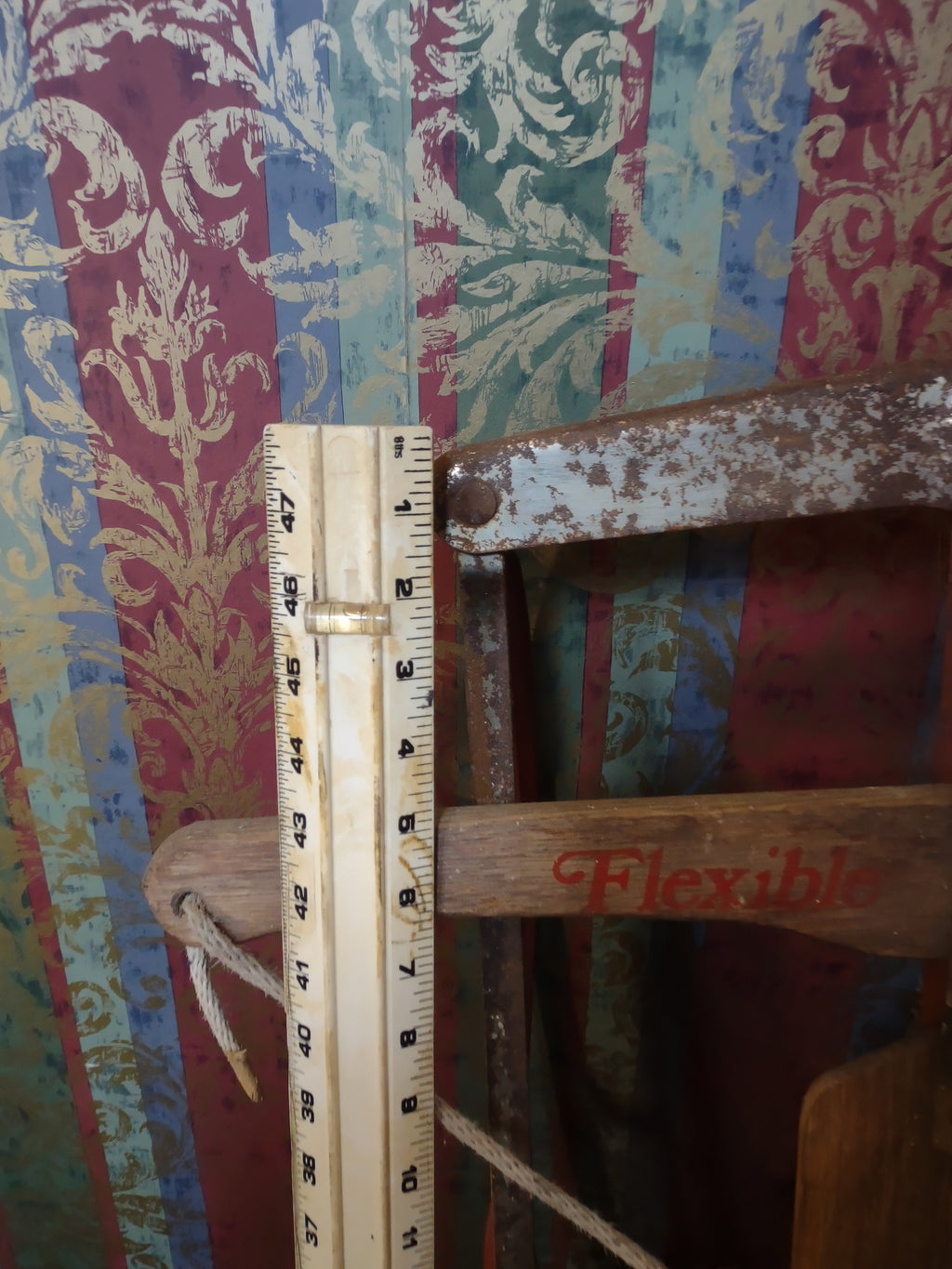 Vintage Flexible Flyer Model F048 Wood Sled Red Metal Runners 1970s [1342]